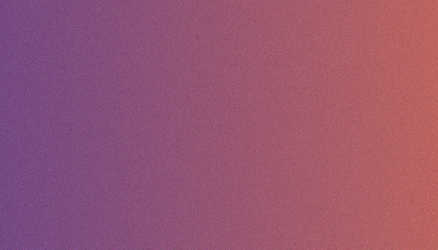 A gradient background transitioning from deep purple on the left to a warm orange on the right.