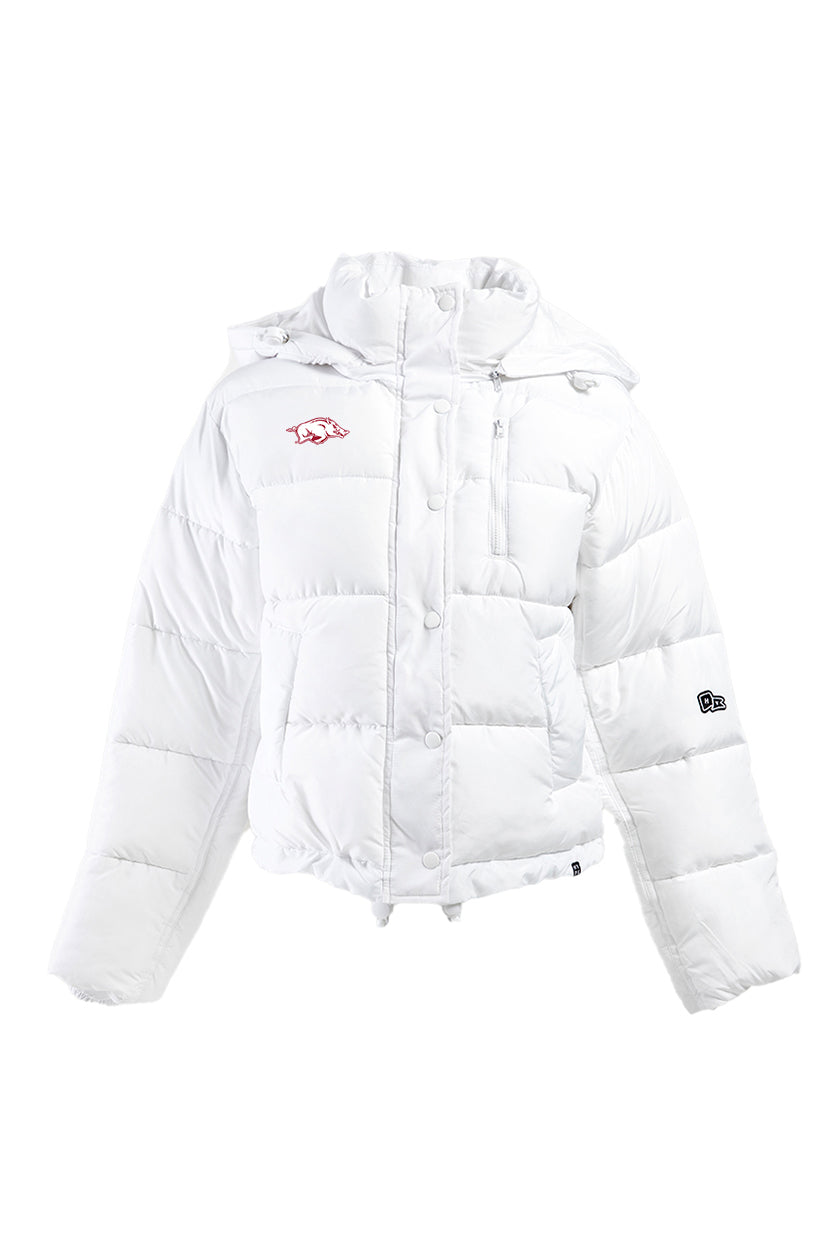OHGA オーガ BUBBLE JK バブルジャケット ホワイト ブルゾン White Cinched Zip-Up Jacket – Gold Hinge
