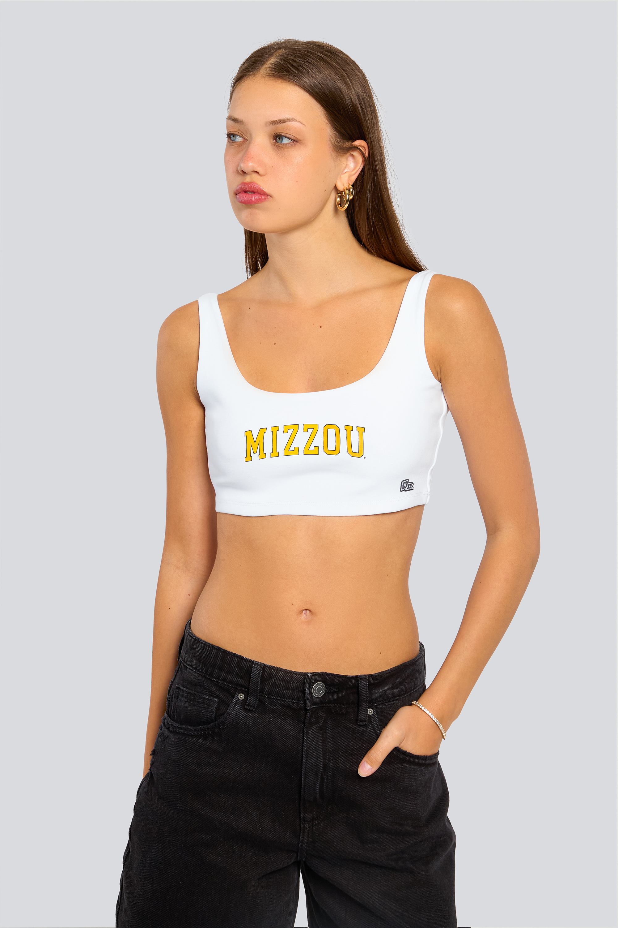 Mizzou Scoop Neck Crop Top