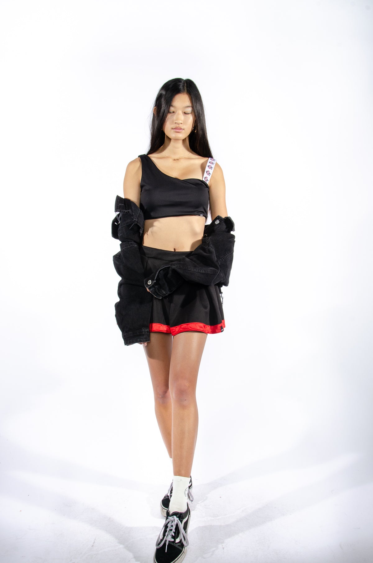 SDSU One Shoulder Crop Top with Woven Straps - Hype and Vice