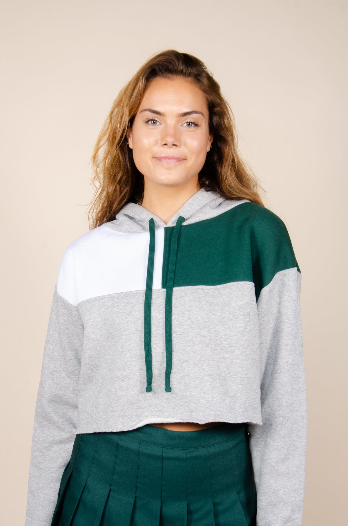 Color-Block Hoodie - Hype and Vice Green and White