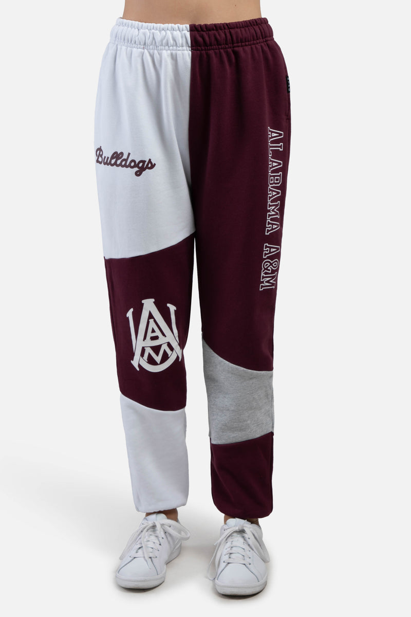 Alabama A&M University Patched Pants Small / Dark Maroon and White | Hype and Vice