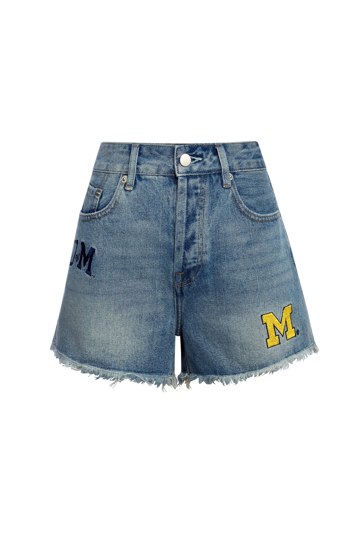 University of Michigan Denim Patched Shorts