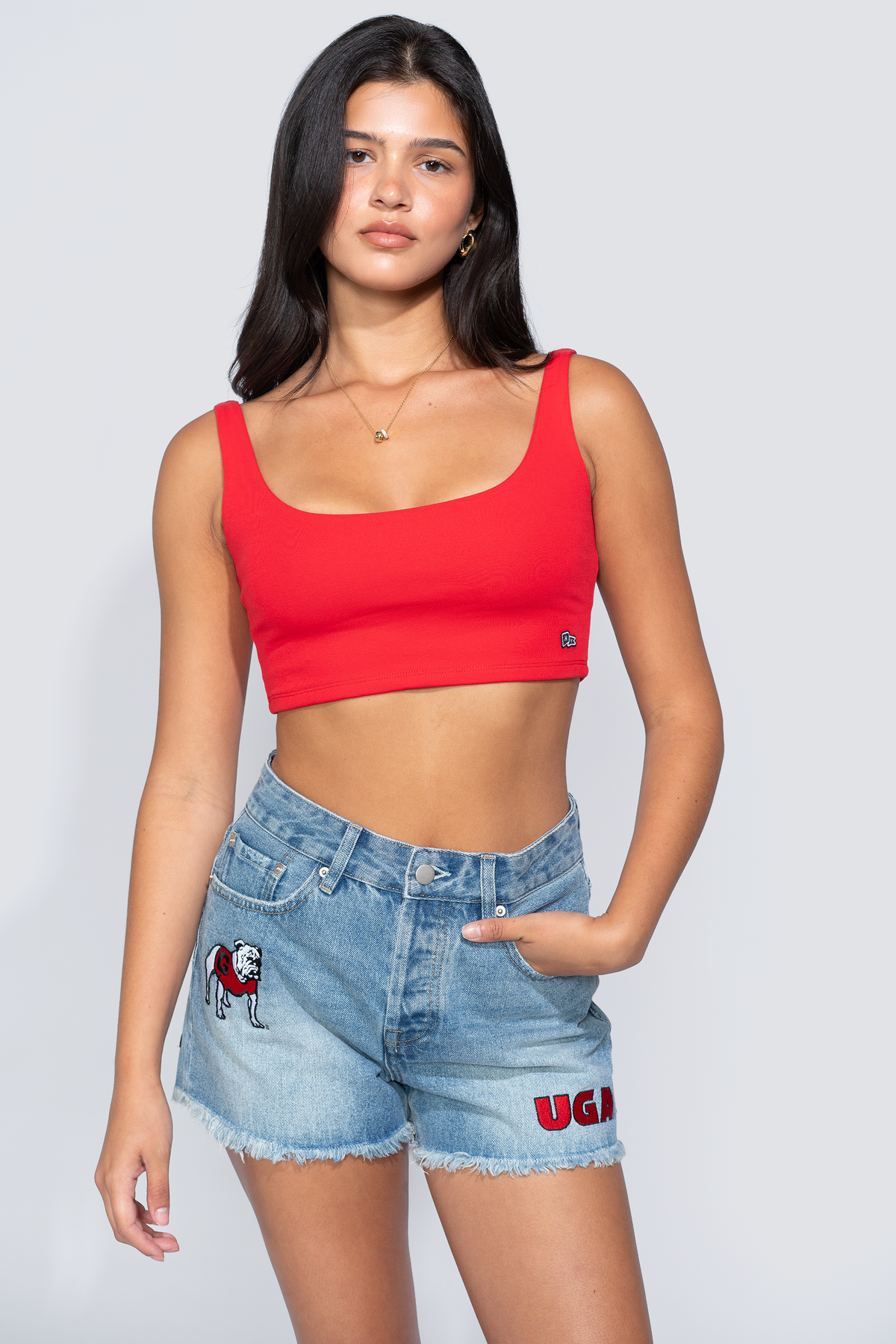 University of Georgia Denim Patched Shorts