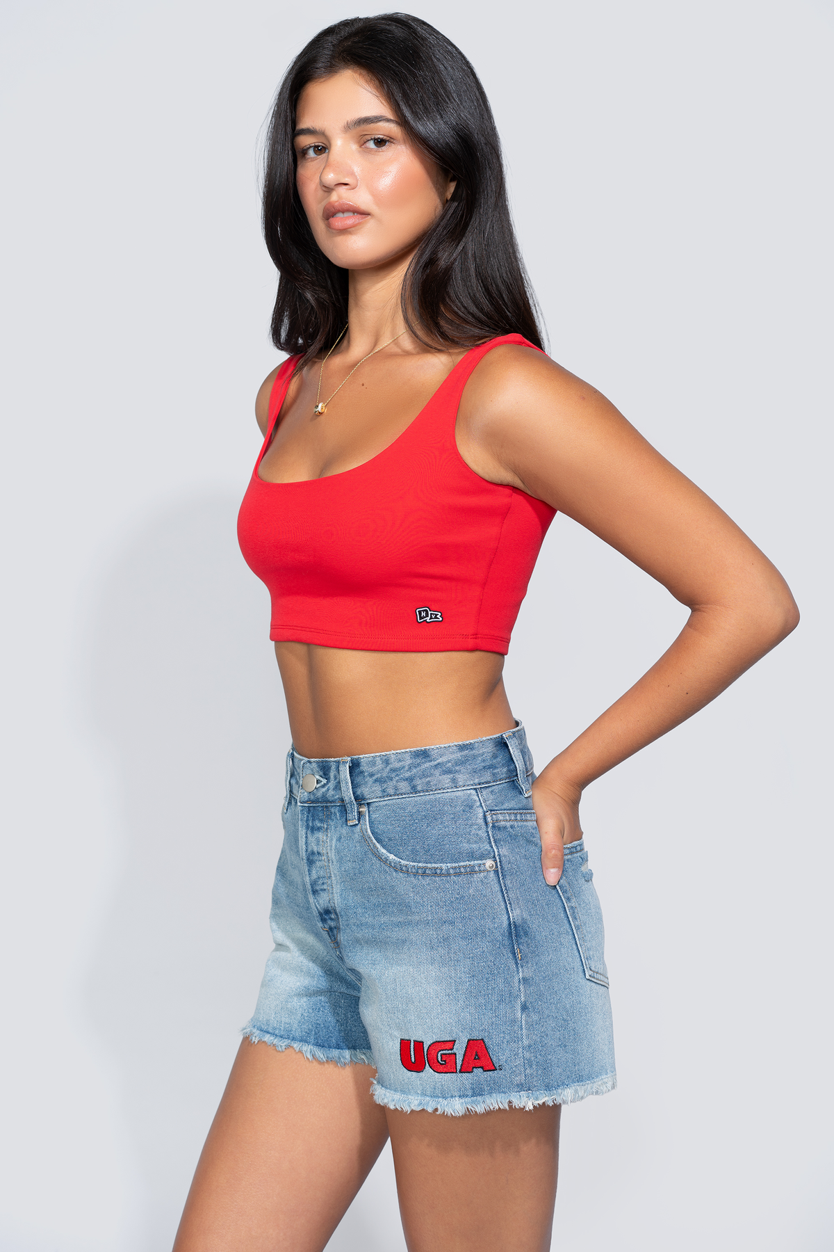 University of Georgia Denim Patched Shorts