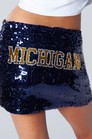 University of Michigan Sequin Mini Skirt