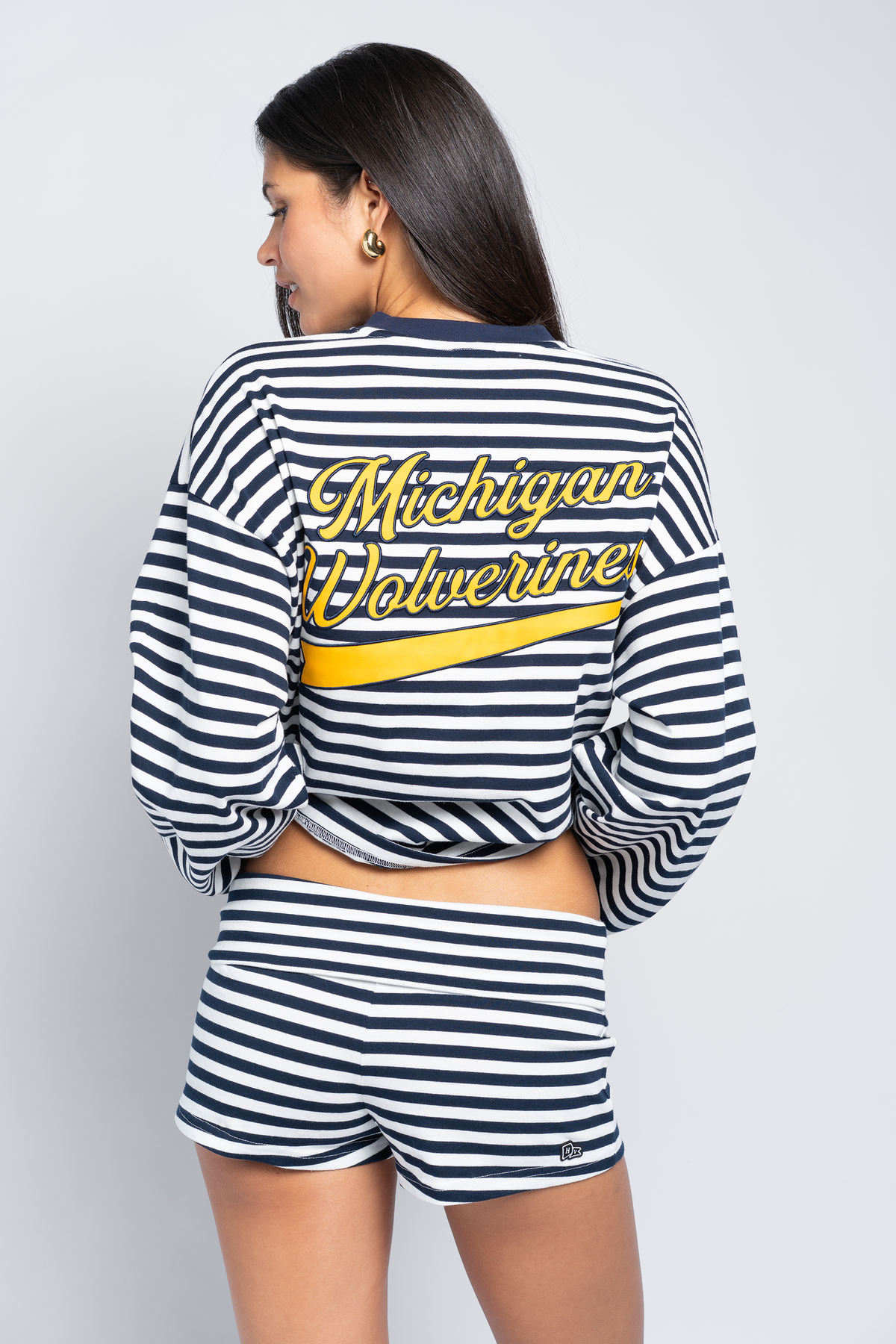 University of Michigan Striped Foldover Shorts