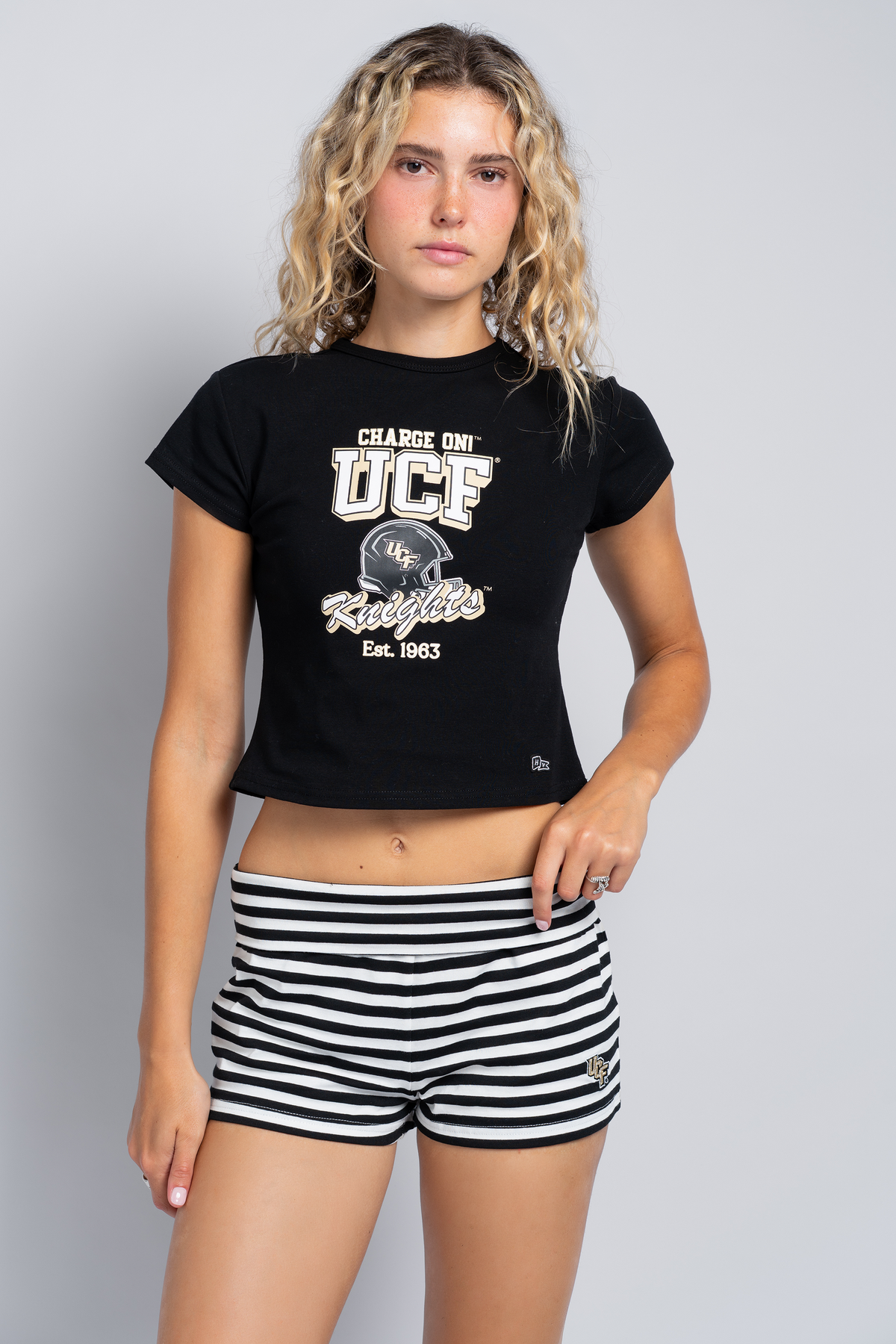 University of Central Florida Striped Foldover Shorts