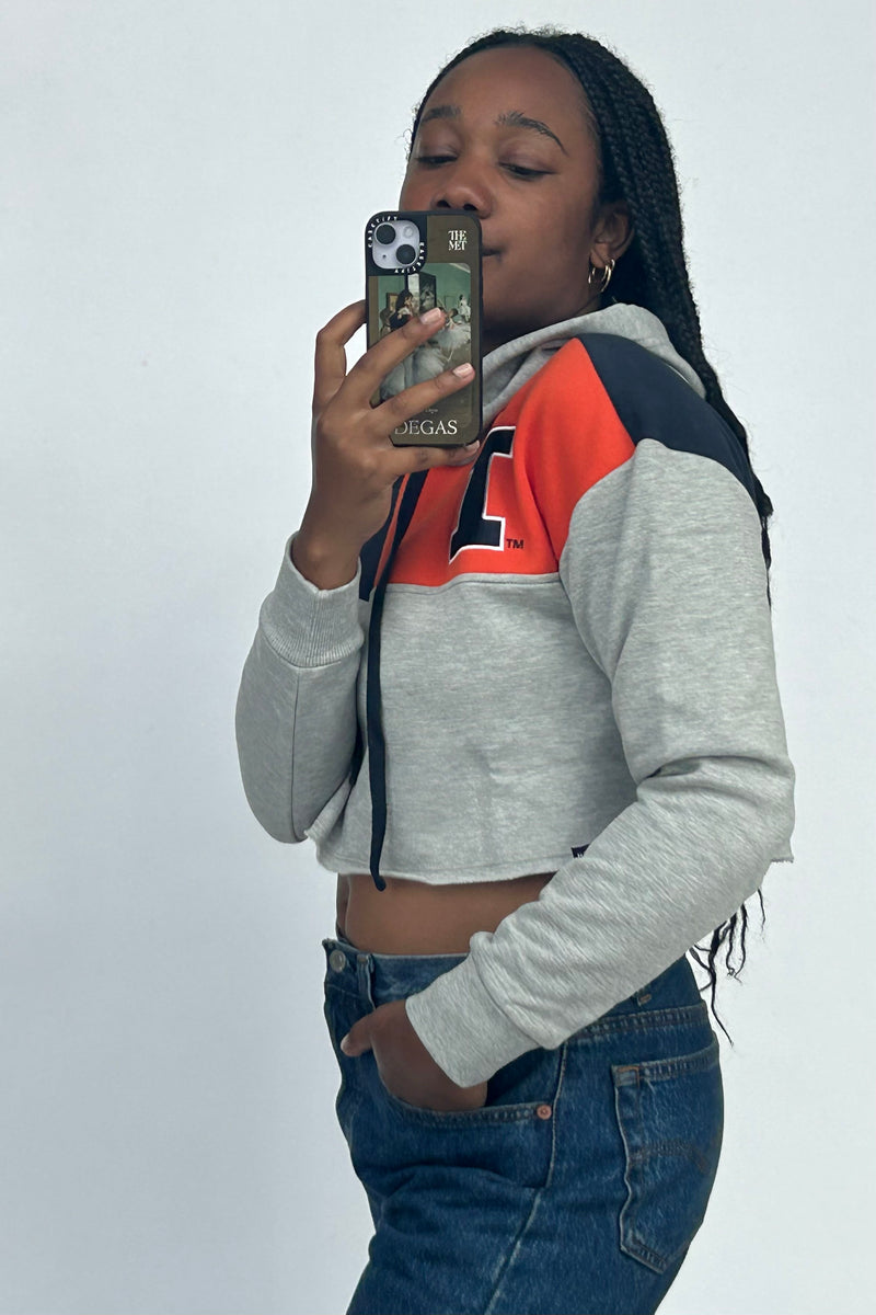 Raw hem colorblock hoodie hotsell