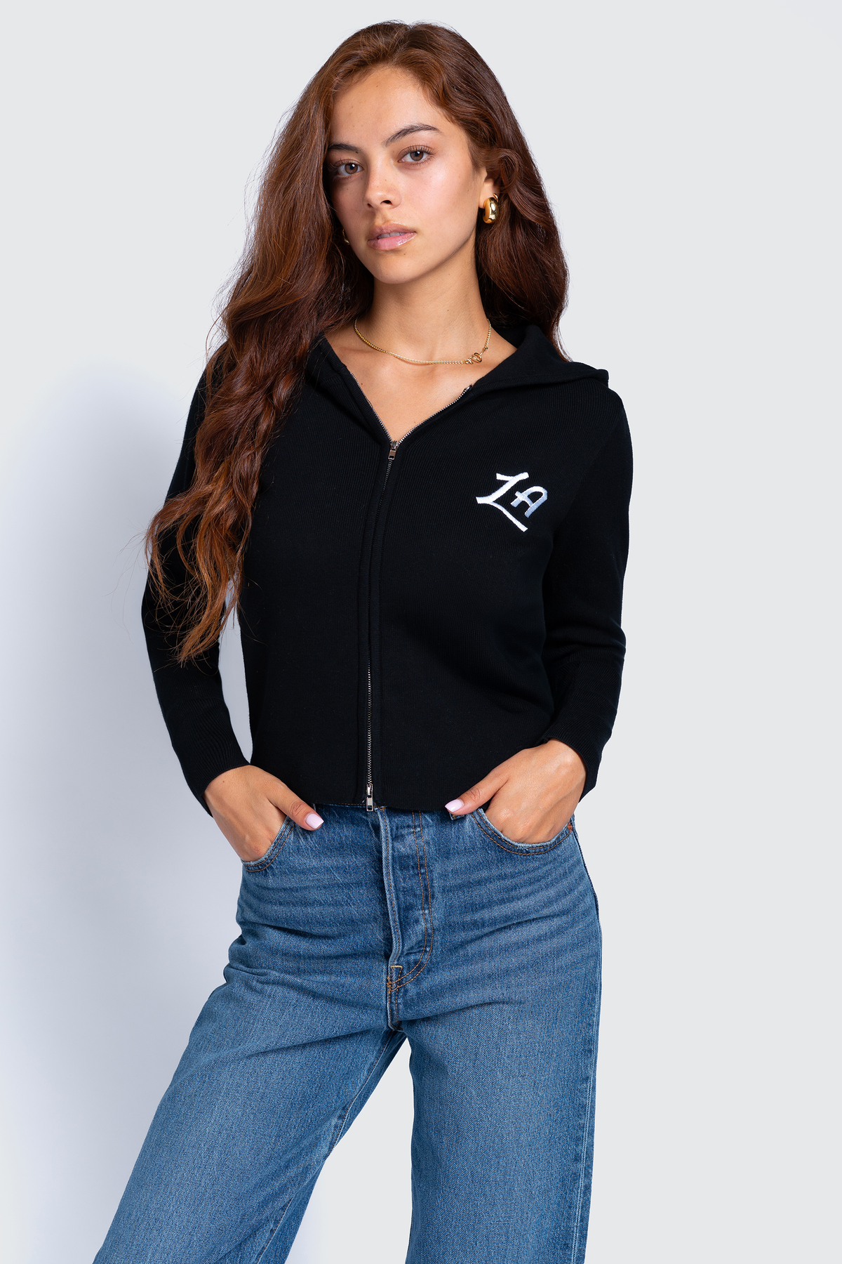 LA Clippers Rib Zip-Up Hoodie