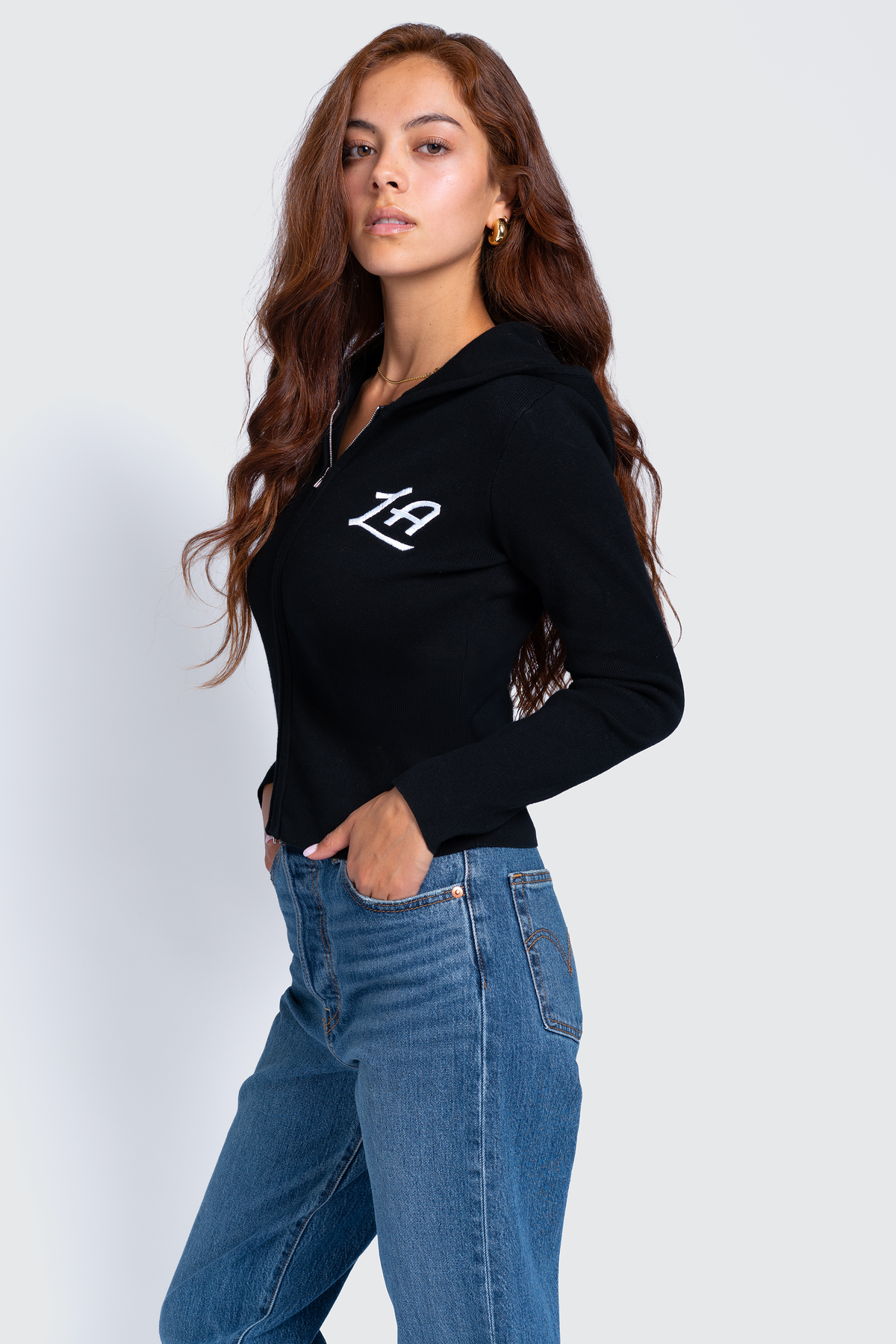 LA Clippers Rib Zip-Up Hoodie
