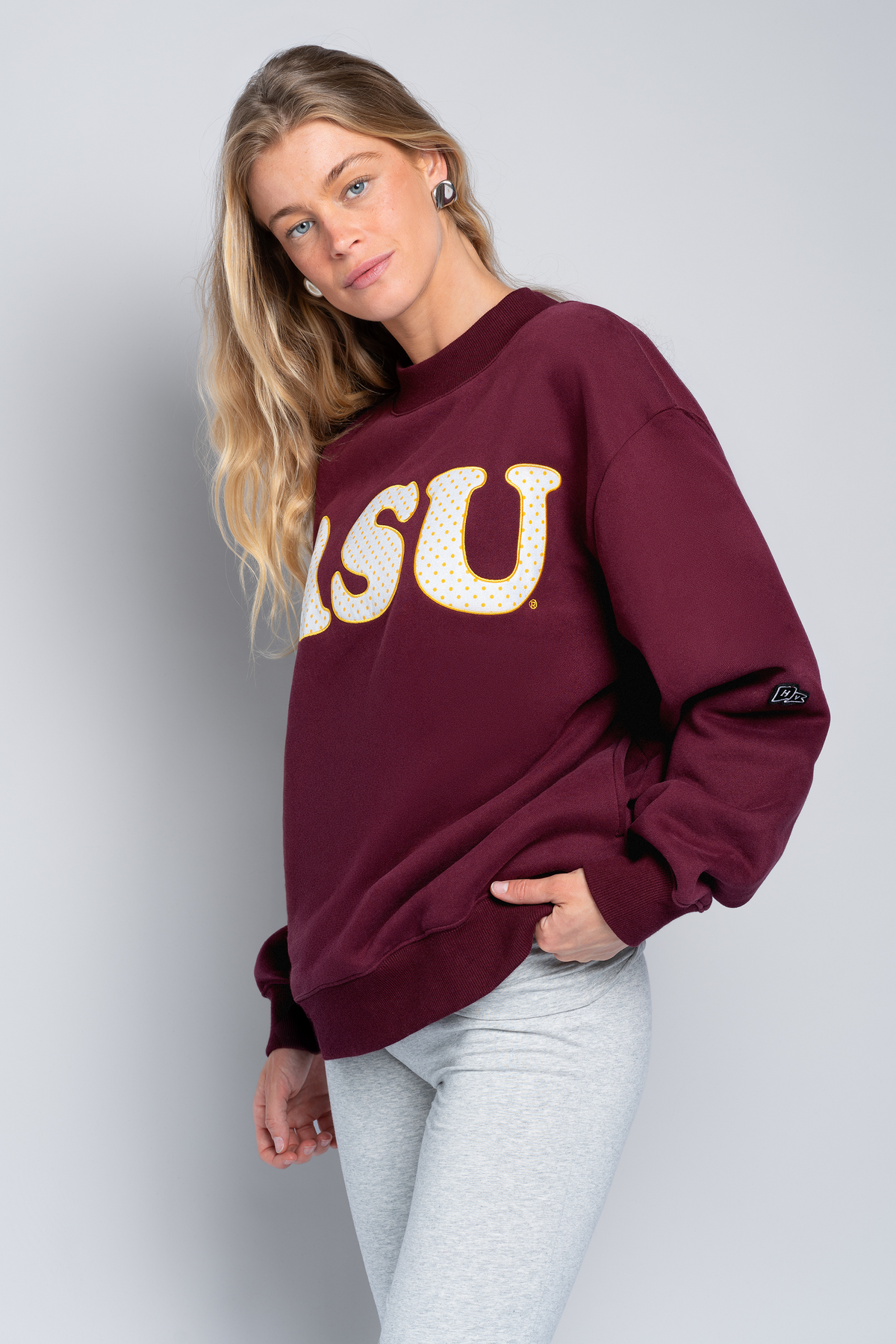 ASU Polka Dot Mock Neck Crewneck