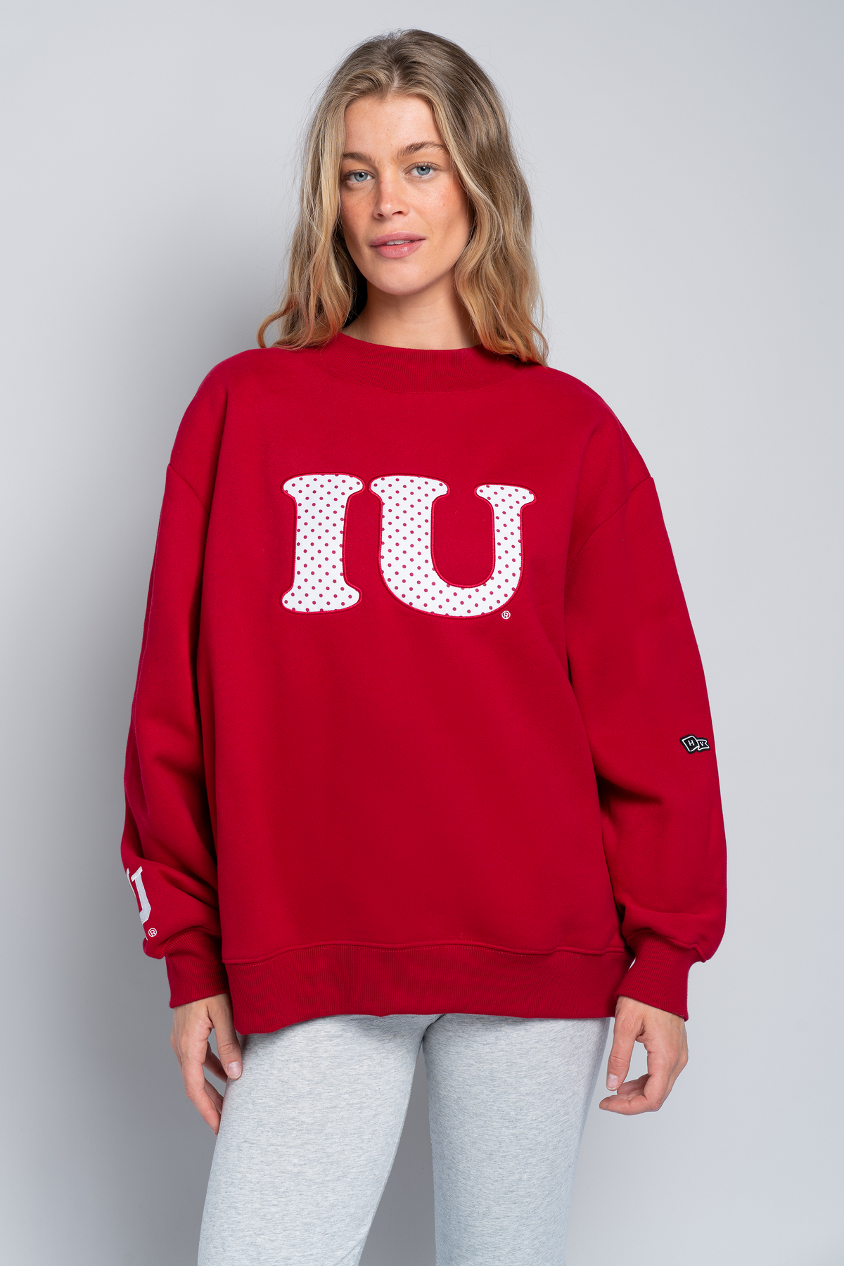 Indiana University Polka Dot Mock Neck Crewneck