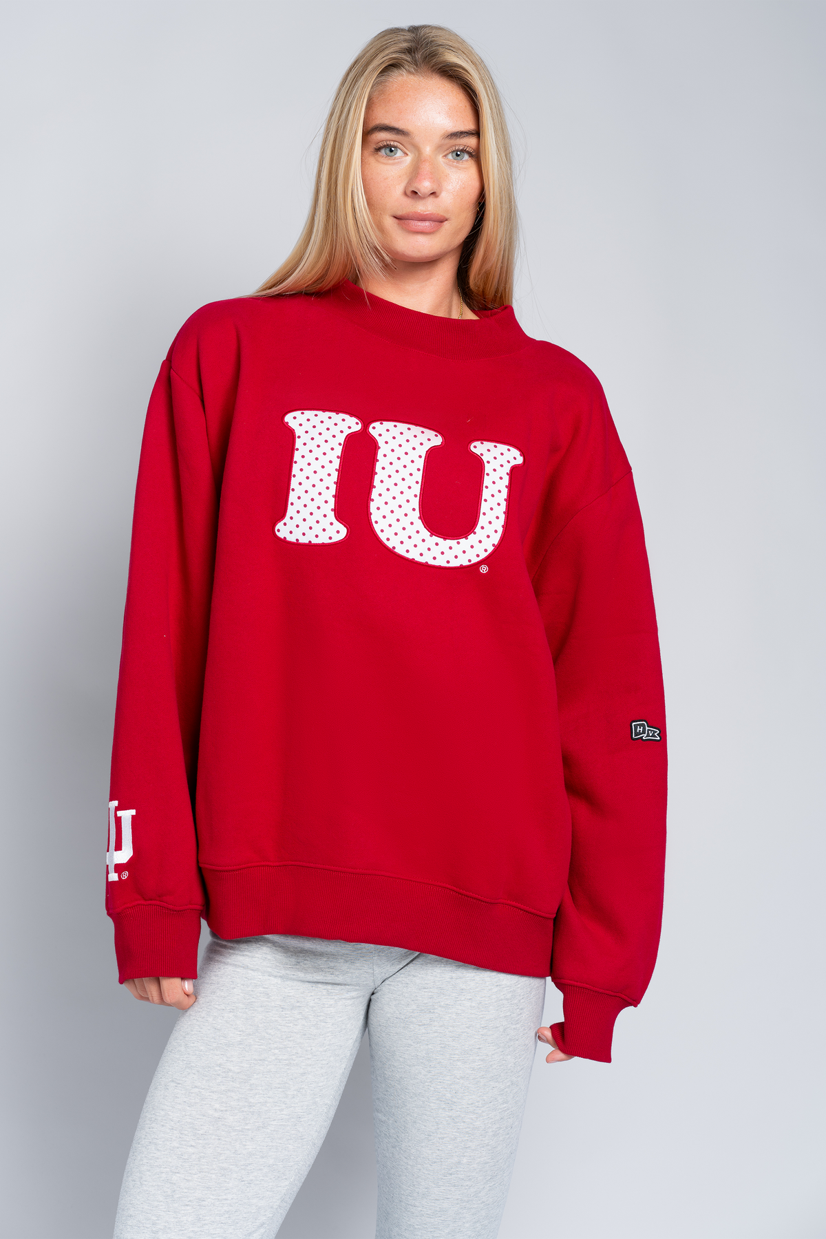 Indiana University Polka Dot Mock Neck Crewneck