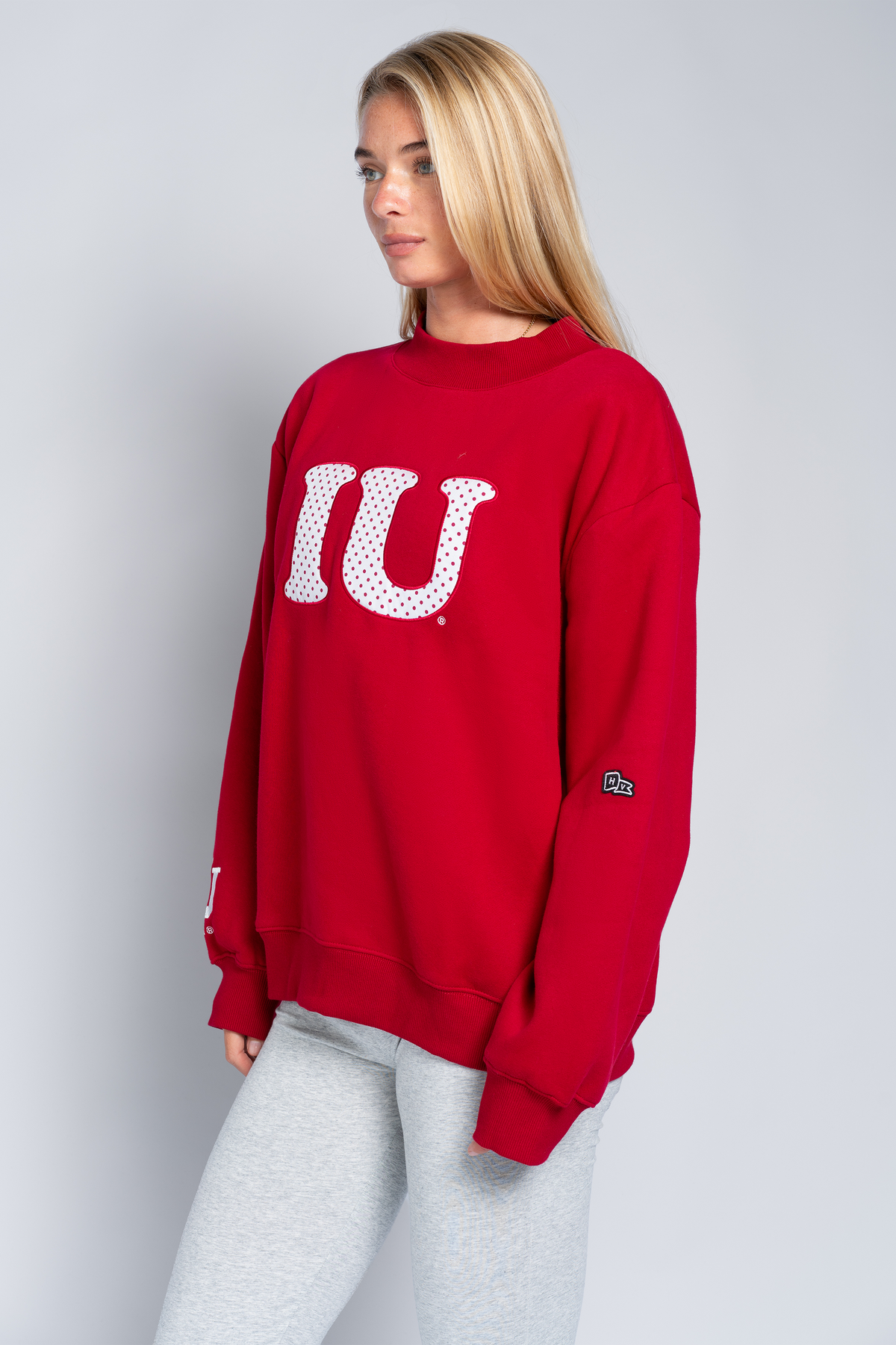 Indiana University Polka Dot Mock Neck Crewneck