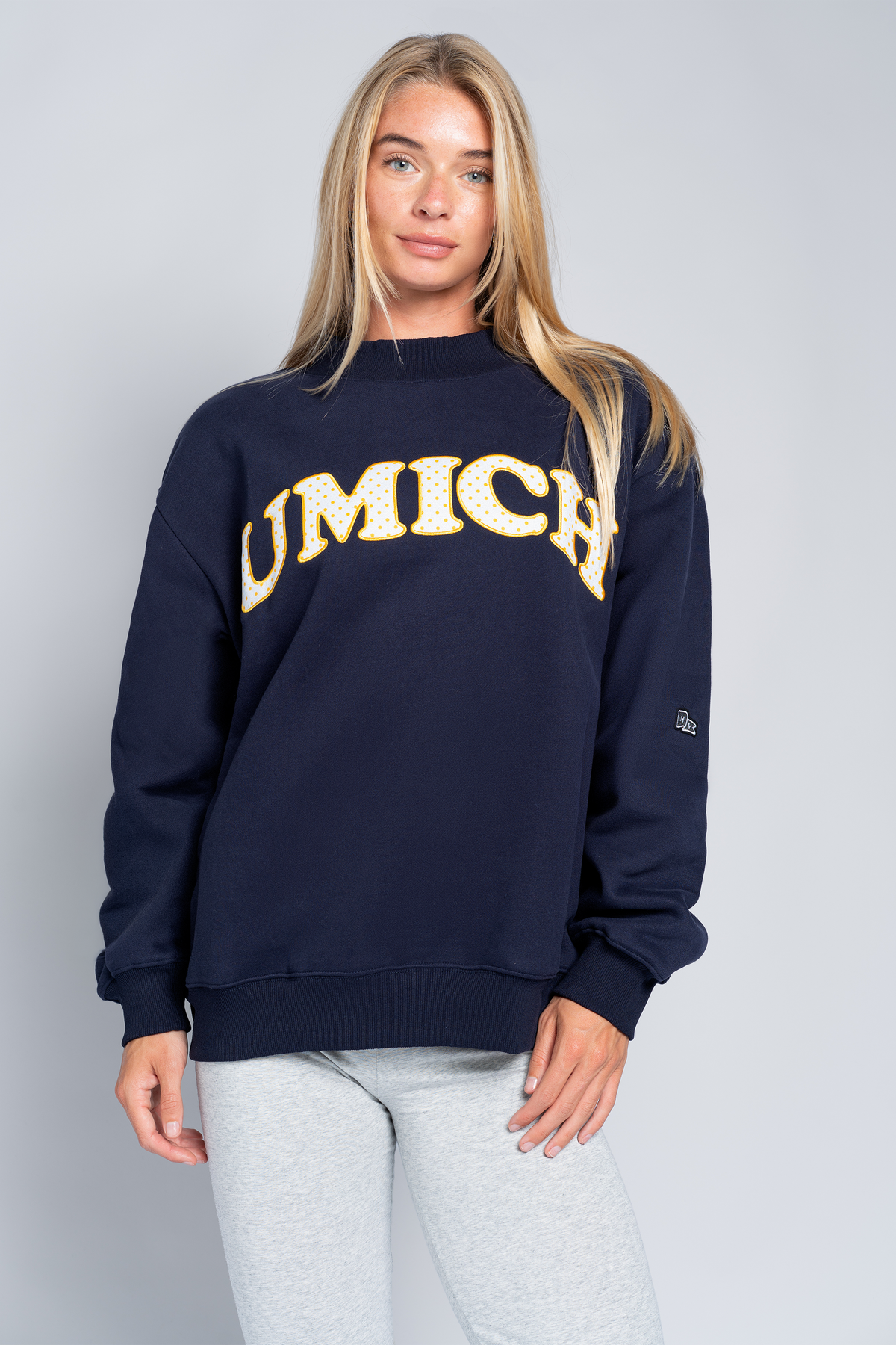 University of Michigan Polka Dot Mock Neck Crewneck