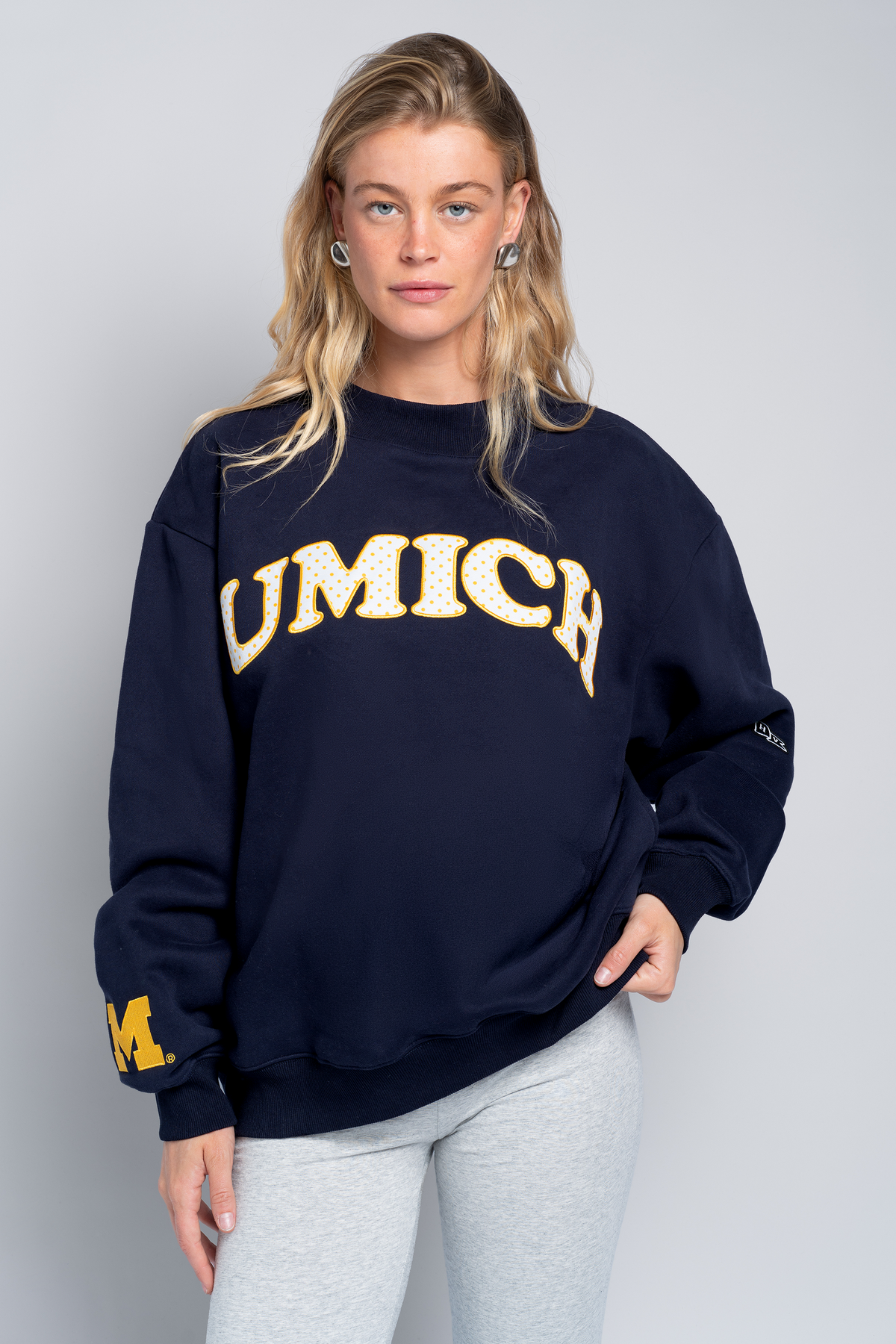 University of Michigan Polka Dot Mock Neck Crewneck