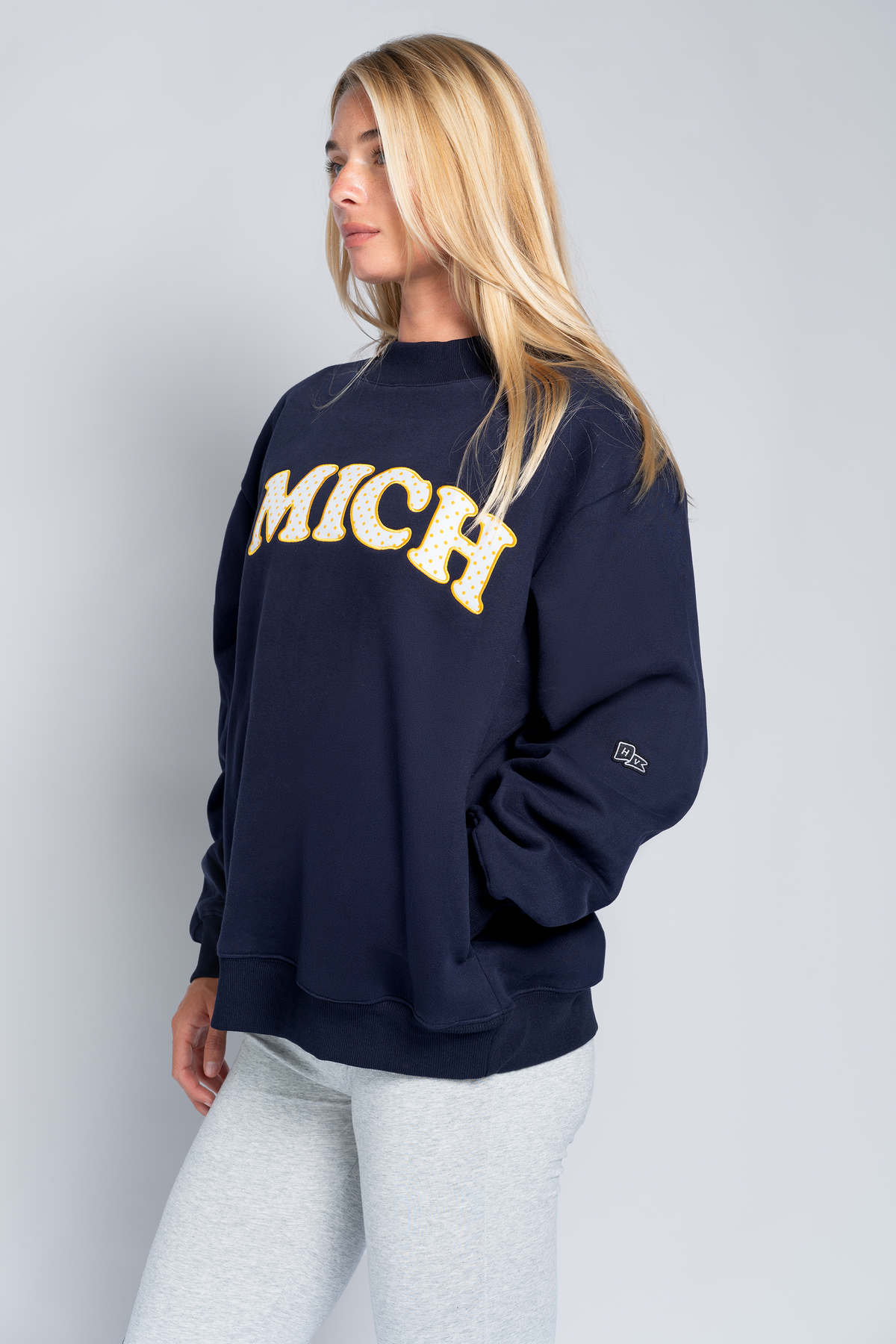 University of Michigan Polka Dot Mock Neck Crewneck