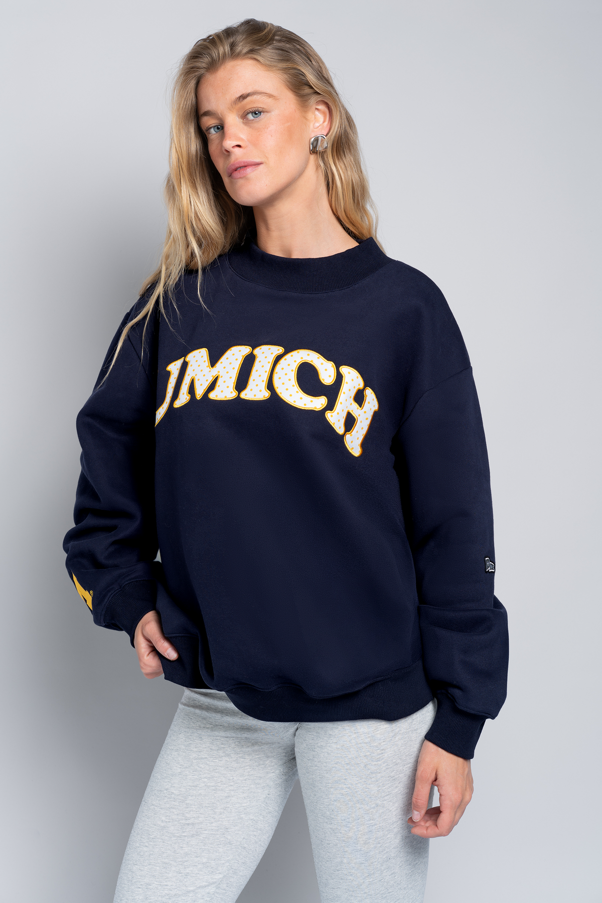 University of Michigan Polka Dot Mock Neck Crewneck