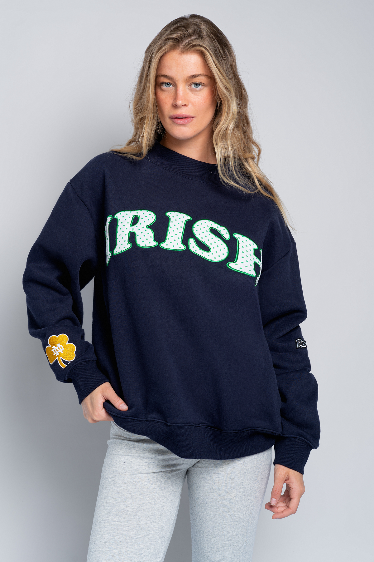 Notre Dame Polka Dot Mock Neck Crewneck
