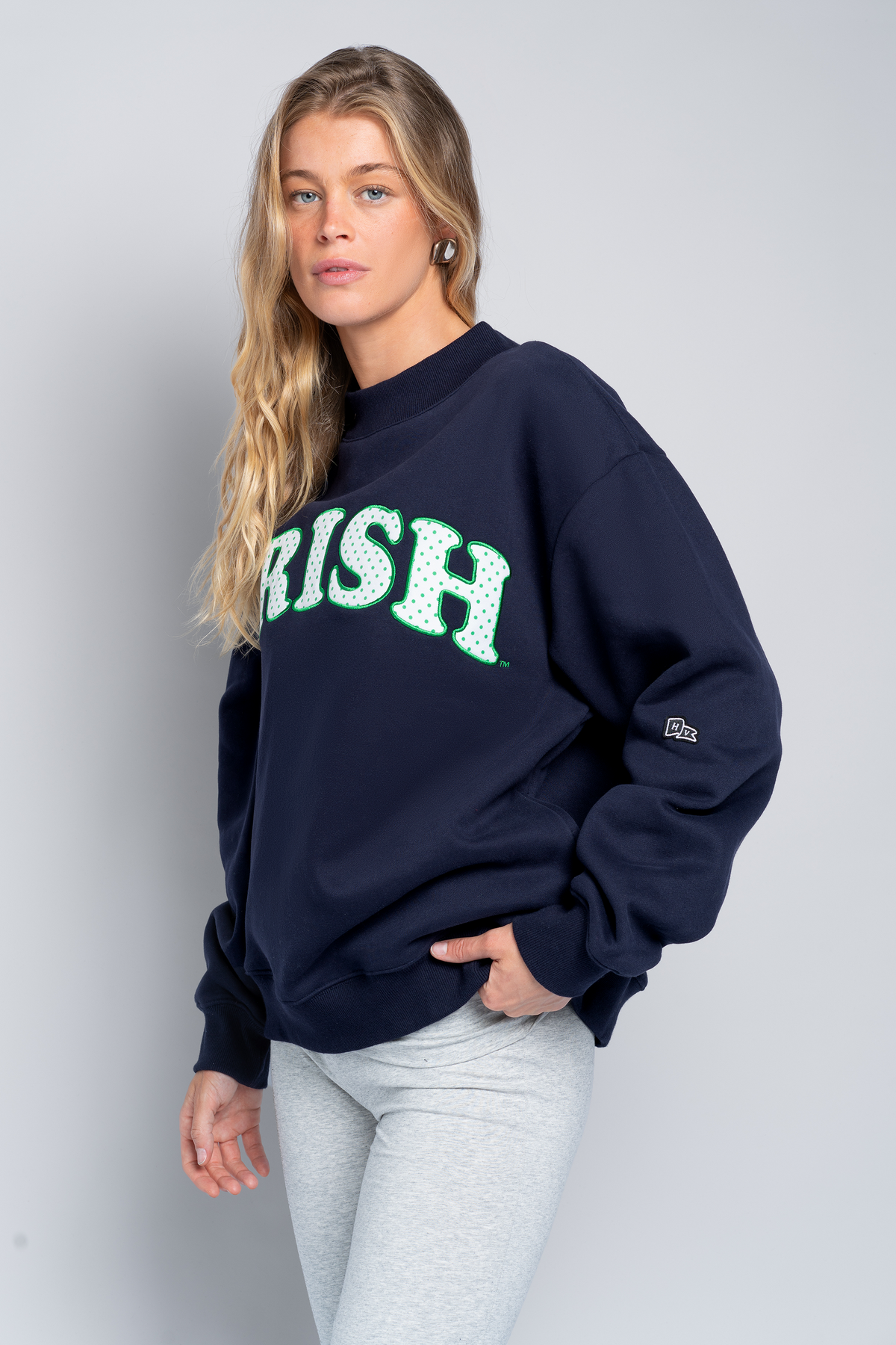 Notre Dame Polka Dot Mock Neck Crewneck