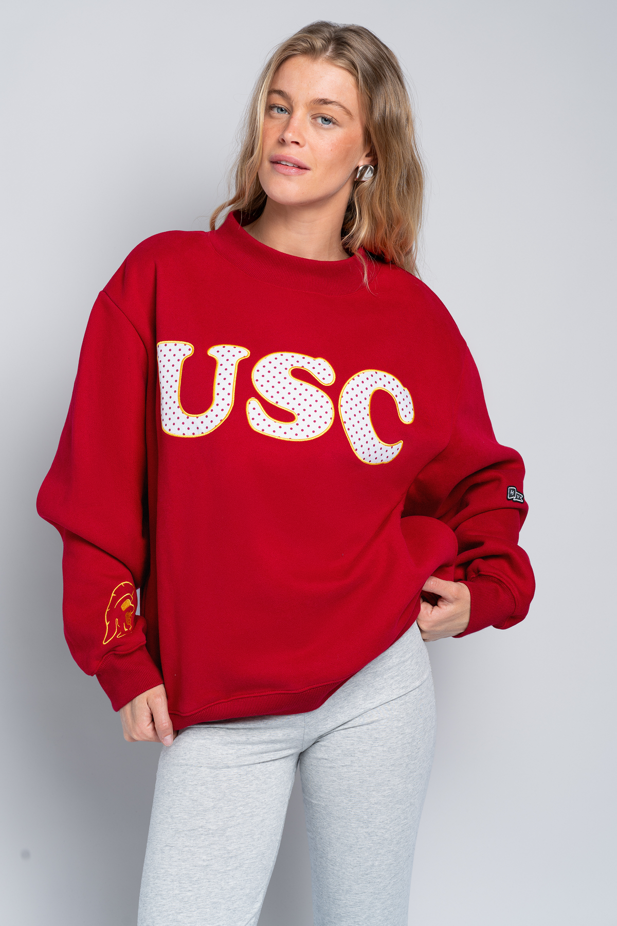 USC Polka Dot Mock Neck Crewneck