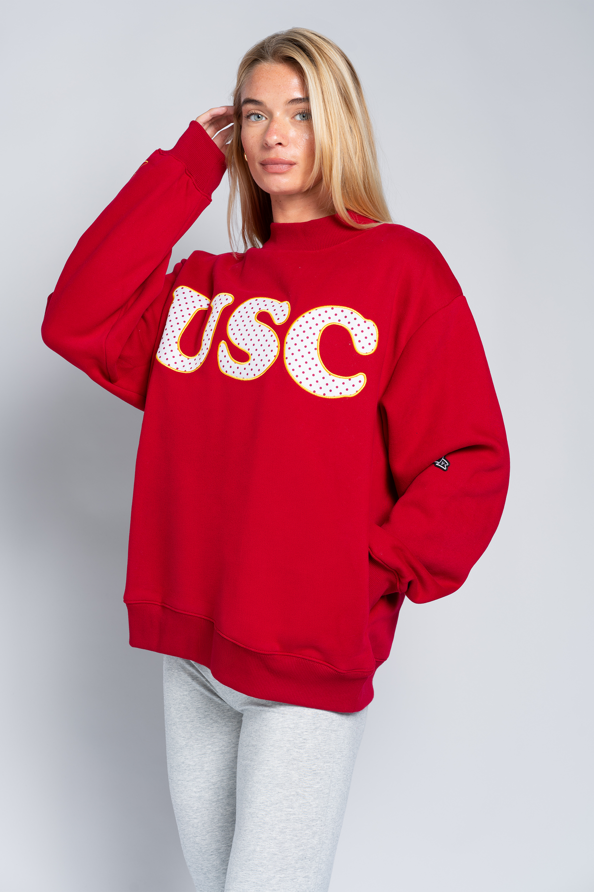 USC Polka Dot Mock Neck Crewneck