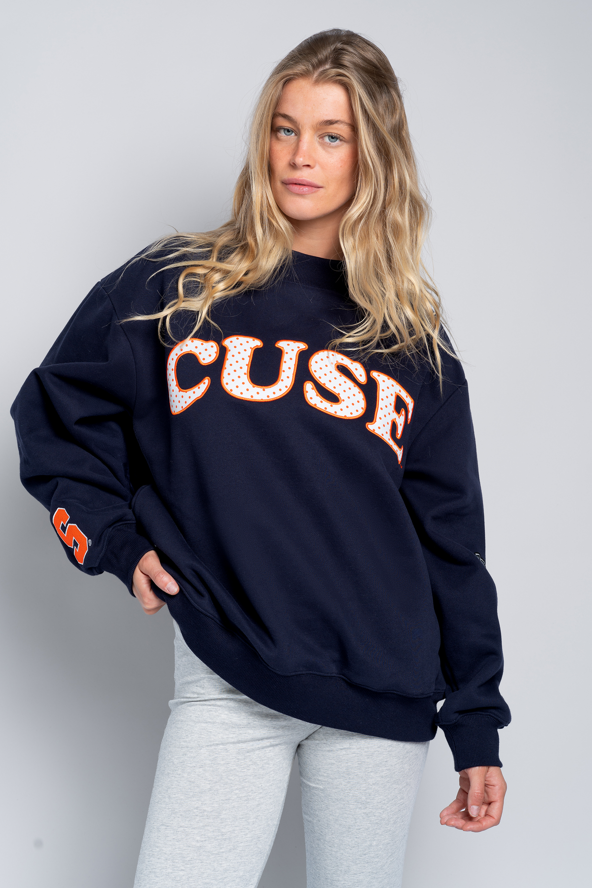Syracuse Polka Dot Mock Neck Crewneck