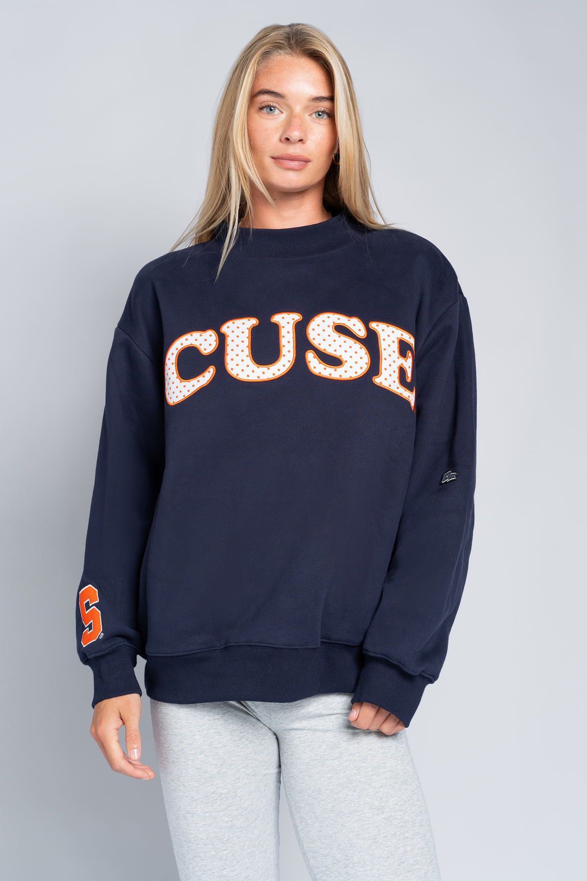 Syracuse Polka Dot Mock Neck Crewneck