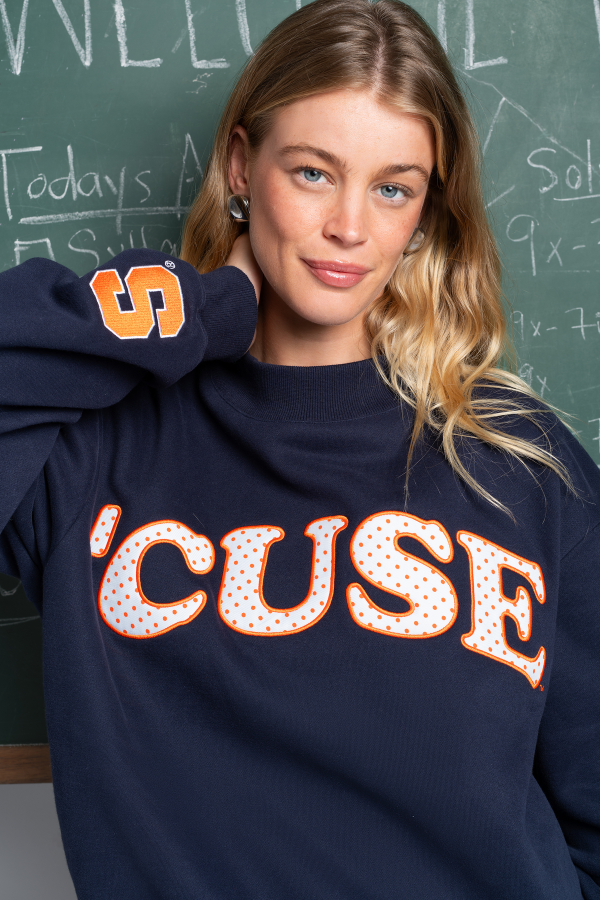 Syracuse Polka Dot Mock Neck Crewneck