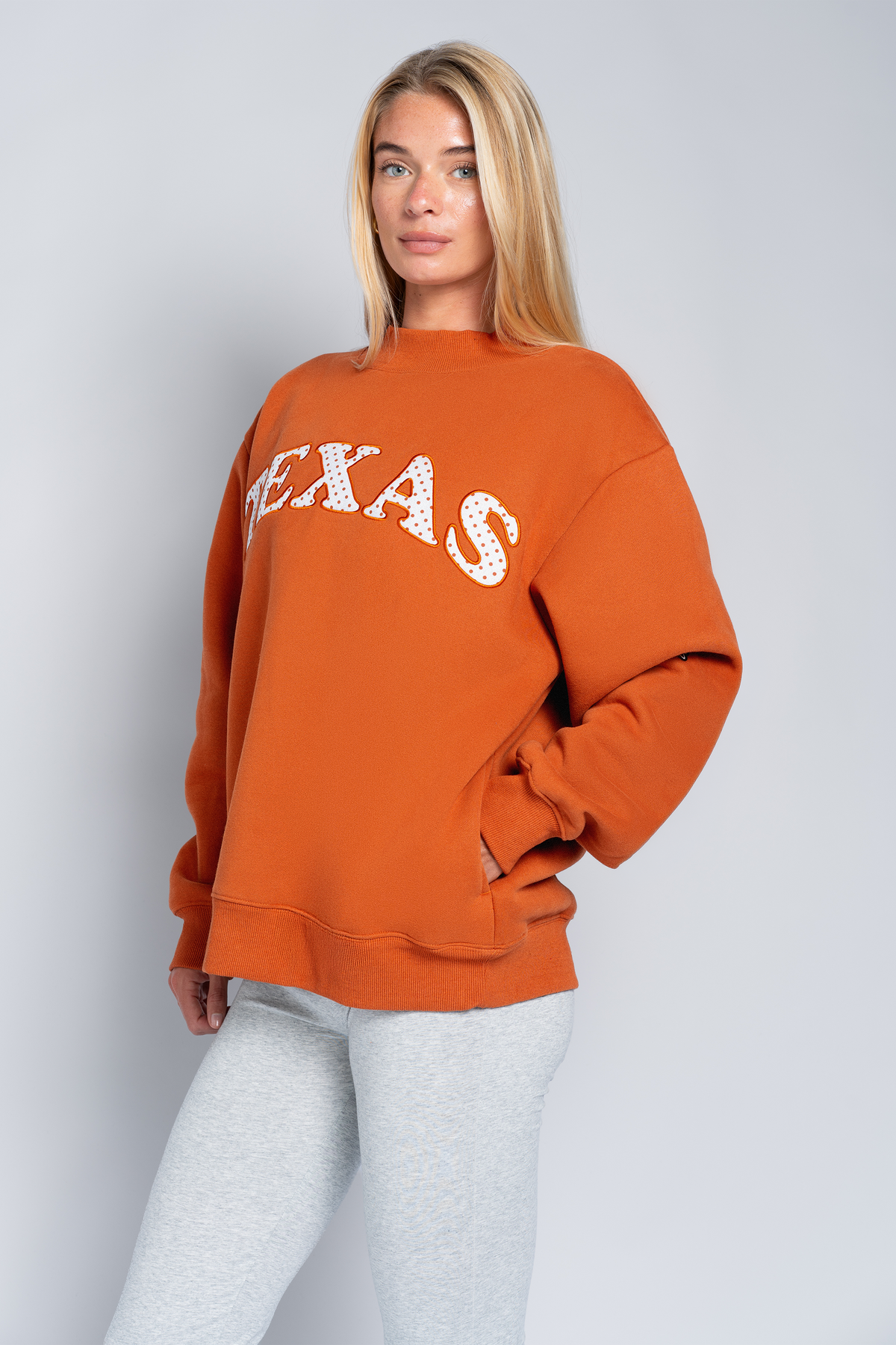 UT Austin Polka Dot Mock Neck Crewneck