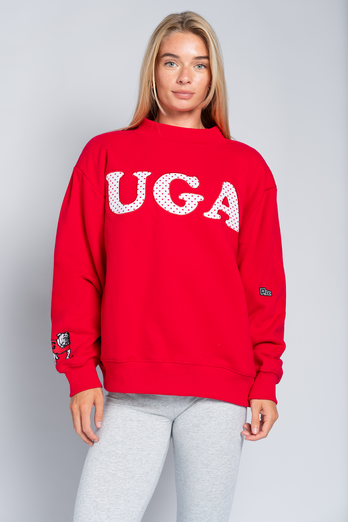 University of Georgia Polka Dot Mock Neck Crewneck
