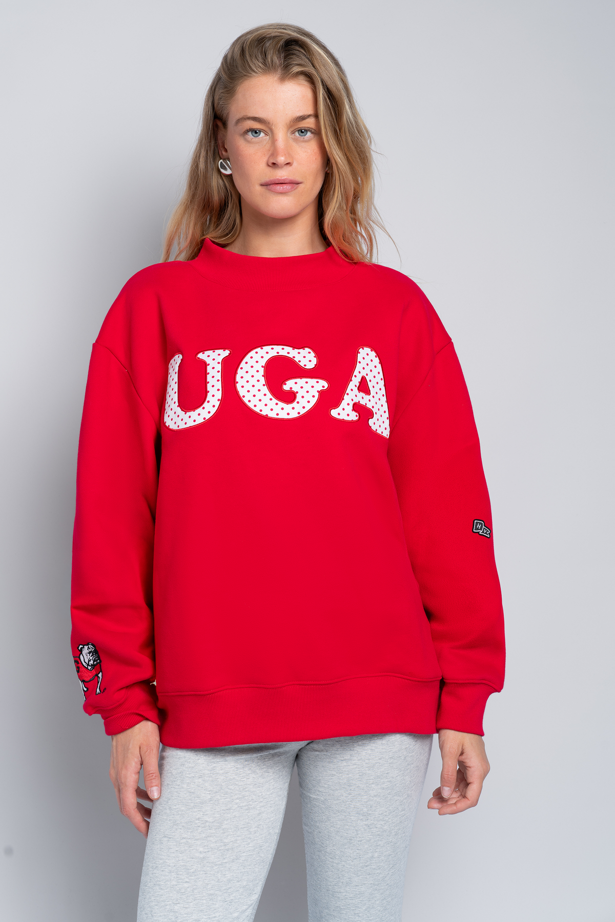 University of Georgia Polka Dot Mock Neck Crewneck