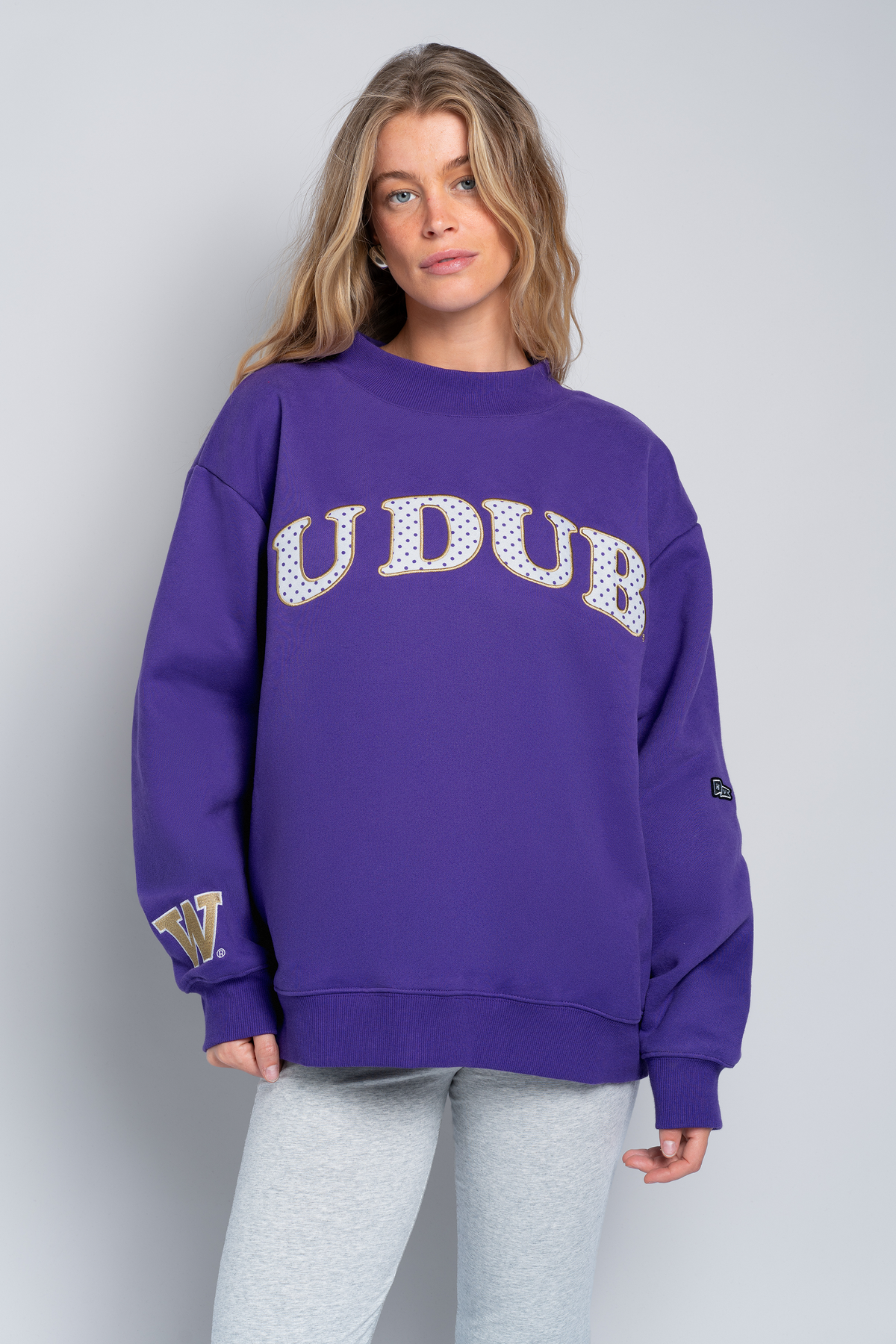 University of Washington Polka Dot Mock Neck Crewneck