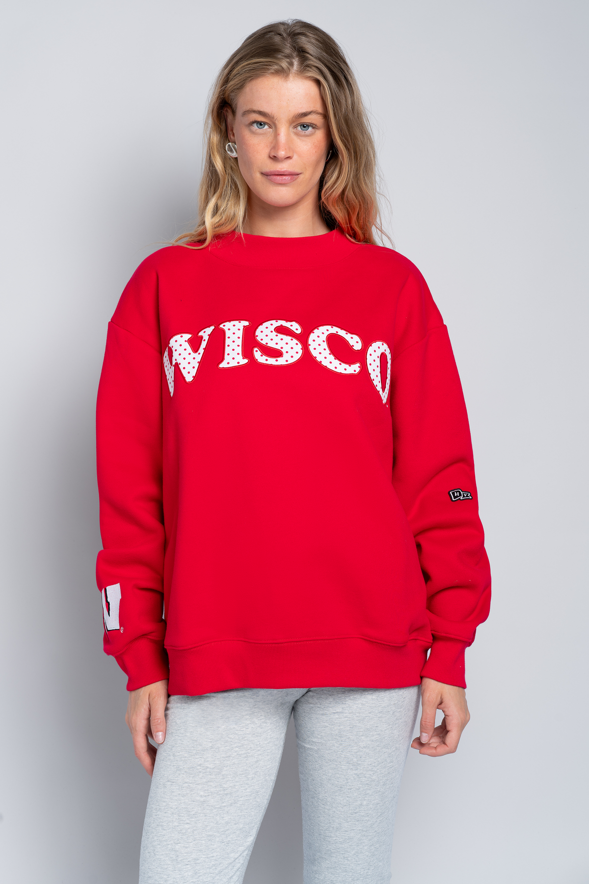 University of Wisconsin Polka Dot Mock Neck Crewneck
