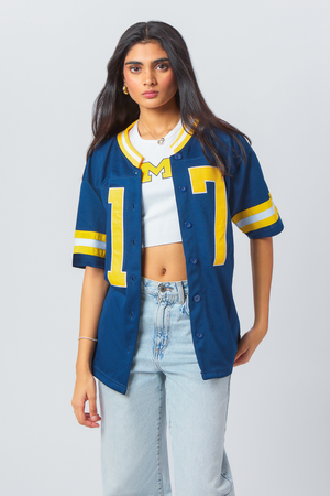 University of Michigan Button Down Football Jersey