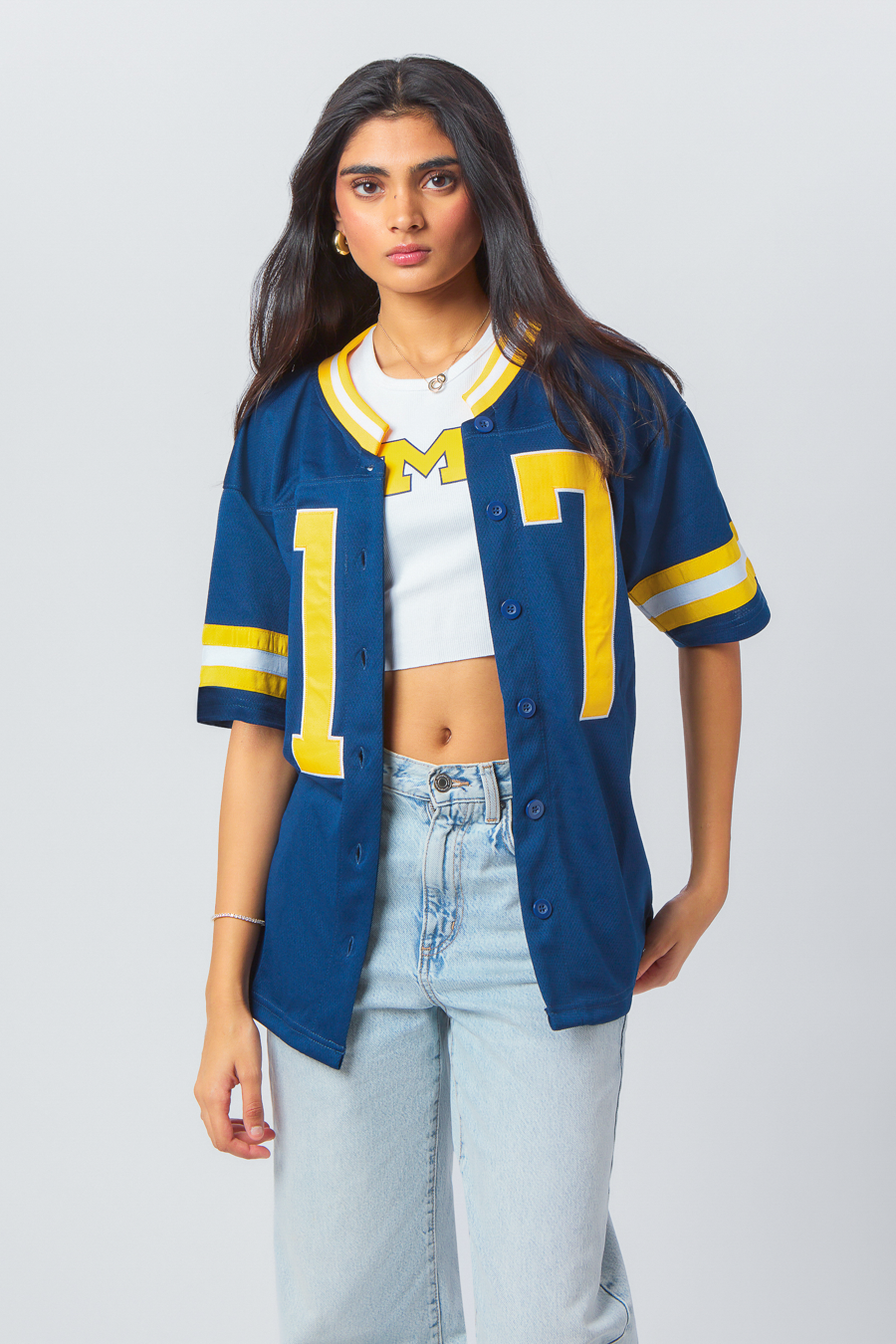 University of Michigan Button Down Football Jersey