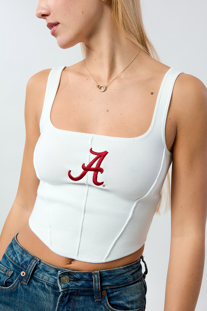Lace-Up Corset Top in Mid Blue Stonewash | Oh Polly