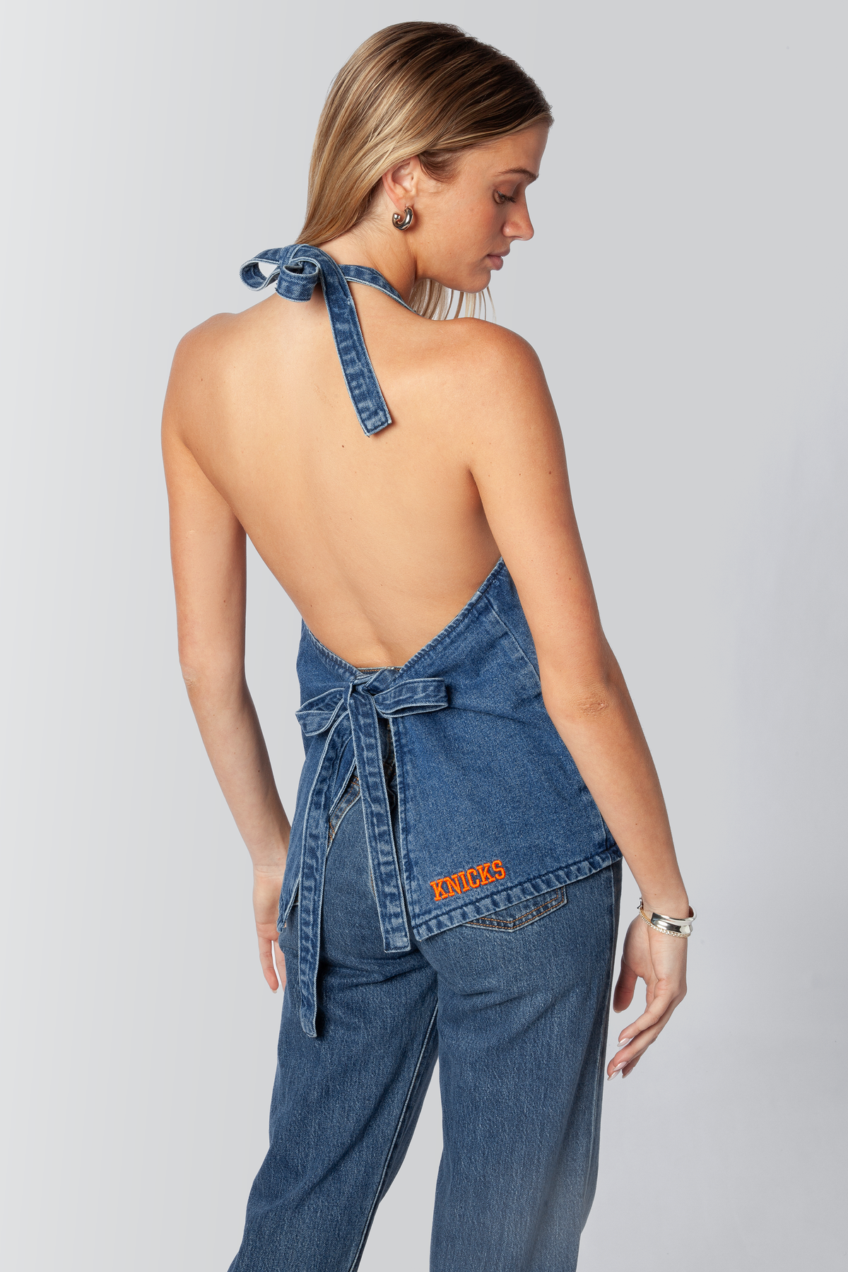 New York Knicks Denim Halter Top