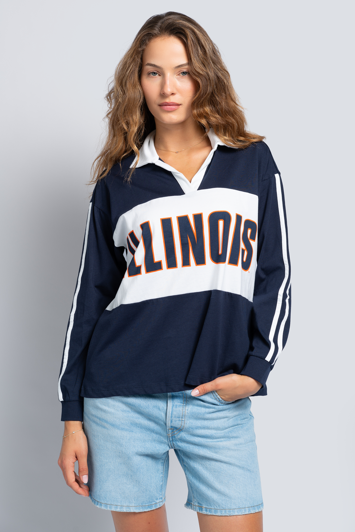 University of Illinois Contrast Oversized Polo