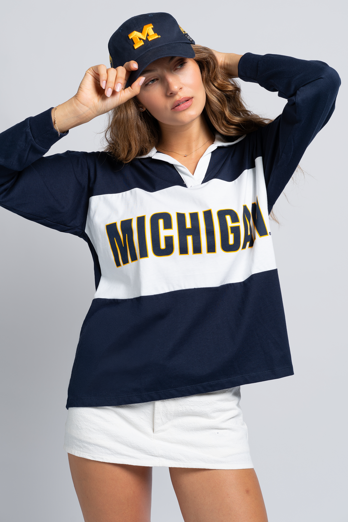 University of Michigan Contrast Oversized Polo