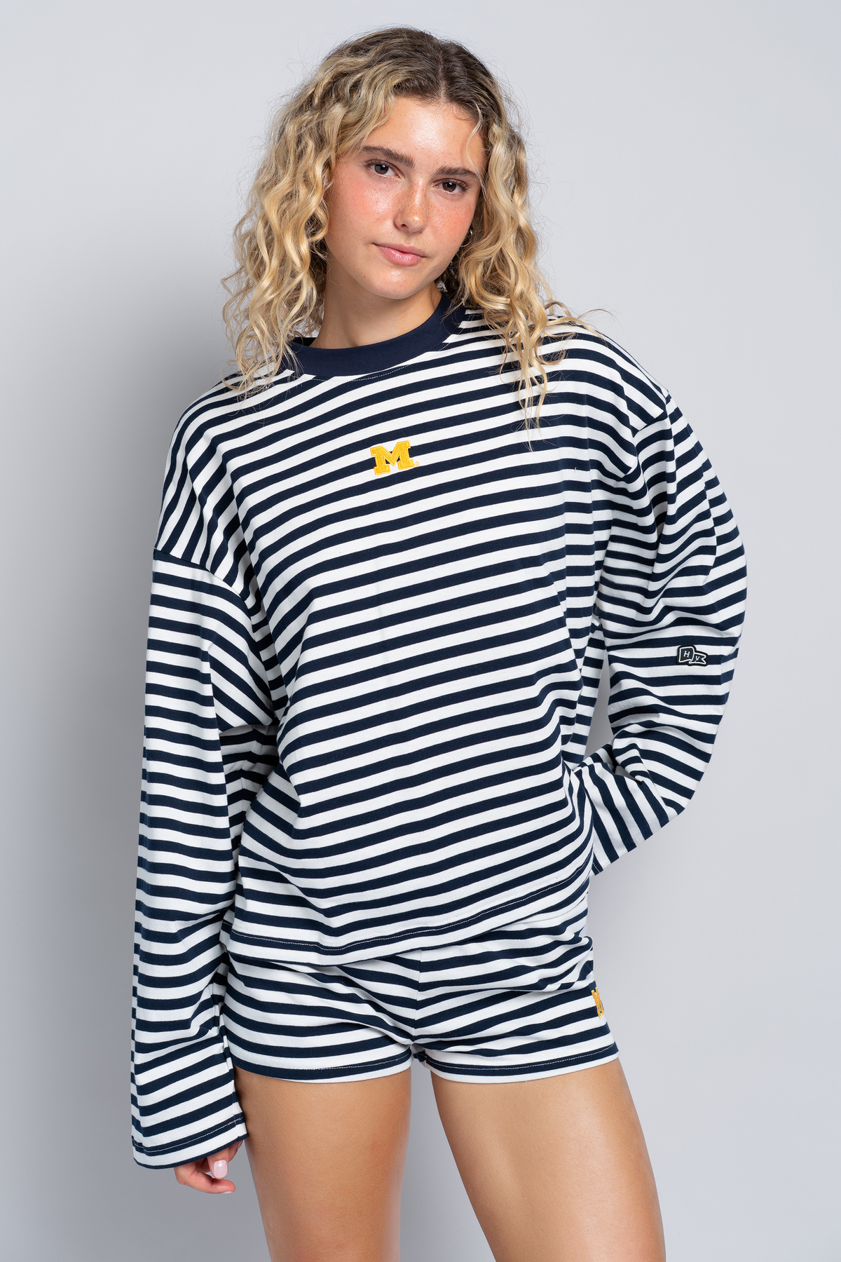 University of Michigan Striped Long Sleeve Top