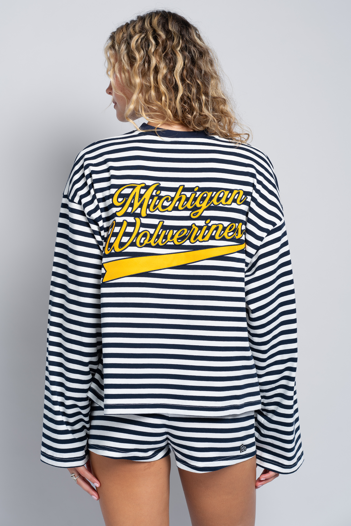 University of Michigan Striped Long Sleeve Top