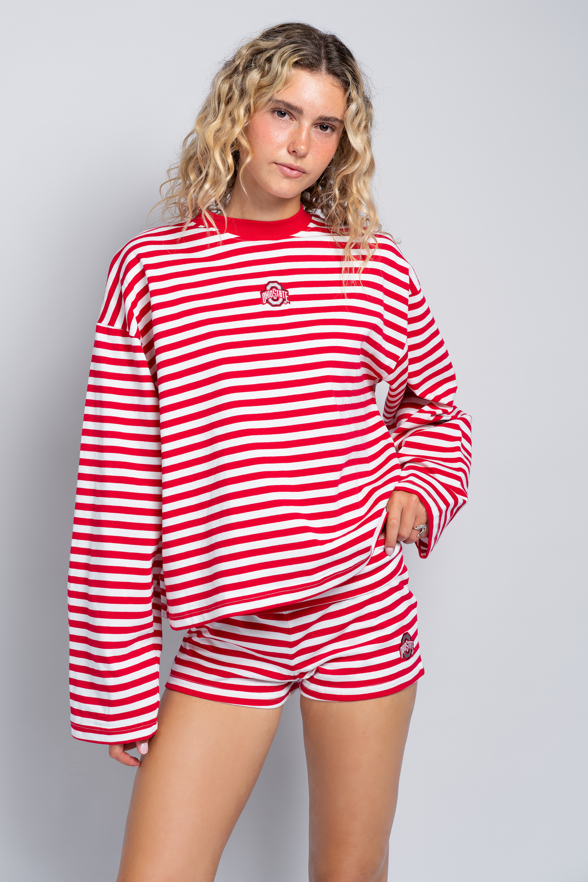 Ohio State University Striped Long Sleeve Top