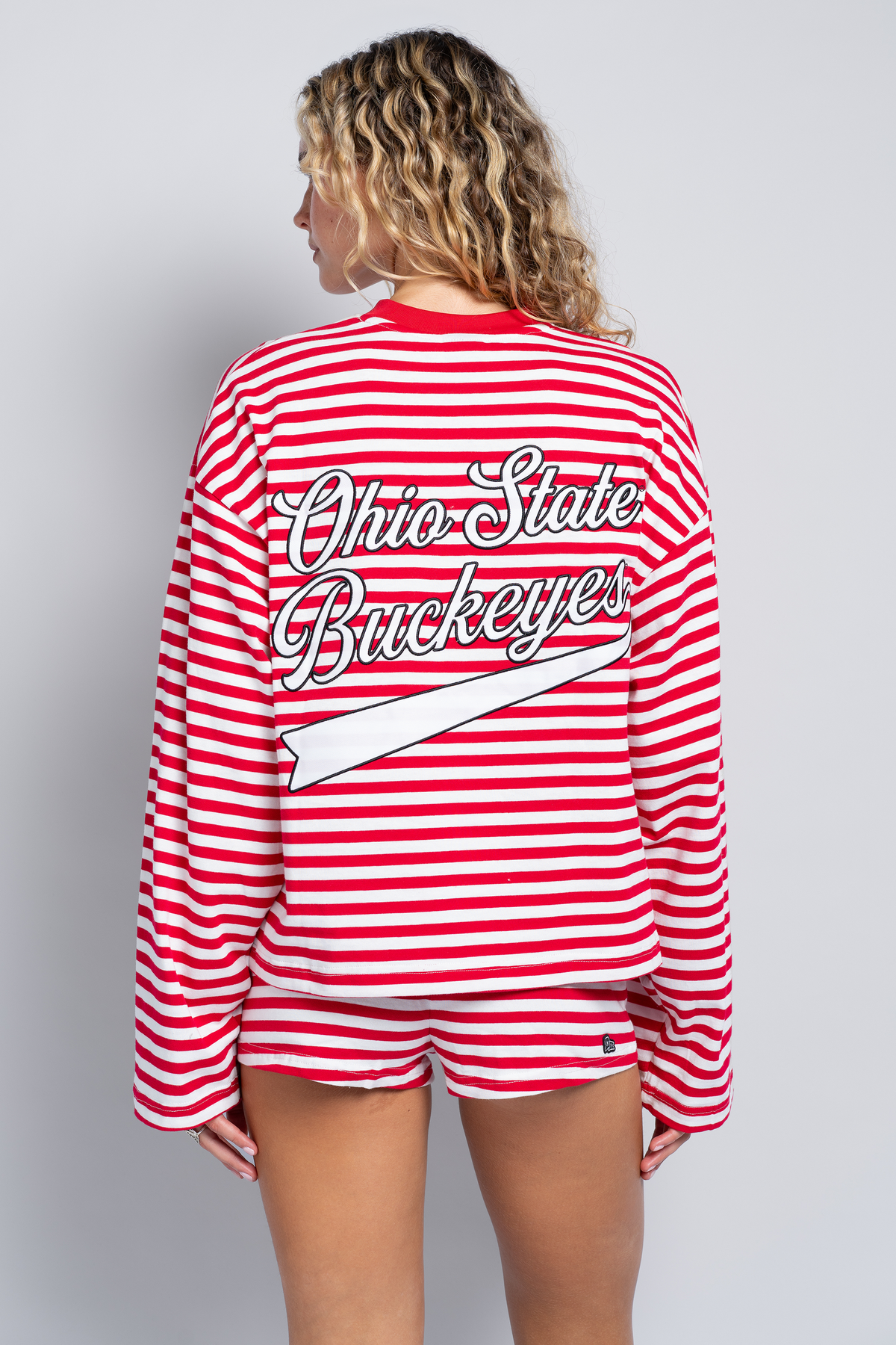 Ohio State University Striped Long Sleeve Top