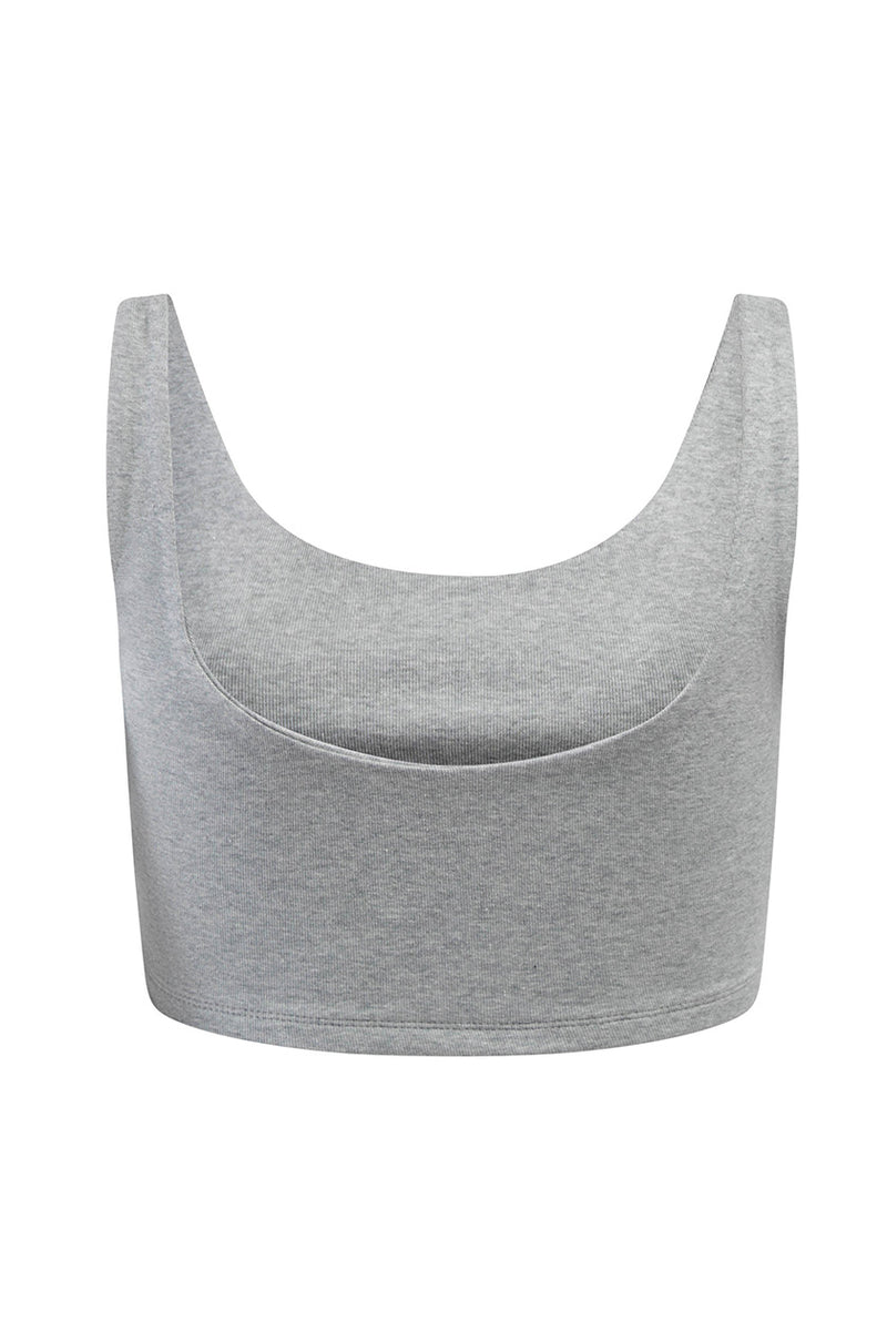 Women's Cotton Scoop Neck Crop Top - Basic Short Sleeve Tee In Heather Grey, Sizes S/M/L