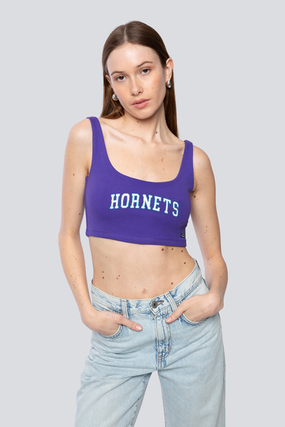 ★andar★ Air Expert Half Neck Crop Top Charlotte Hornets Scoop Neck Crop Top