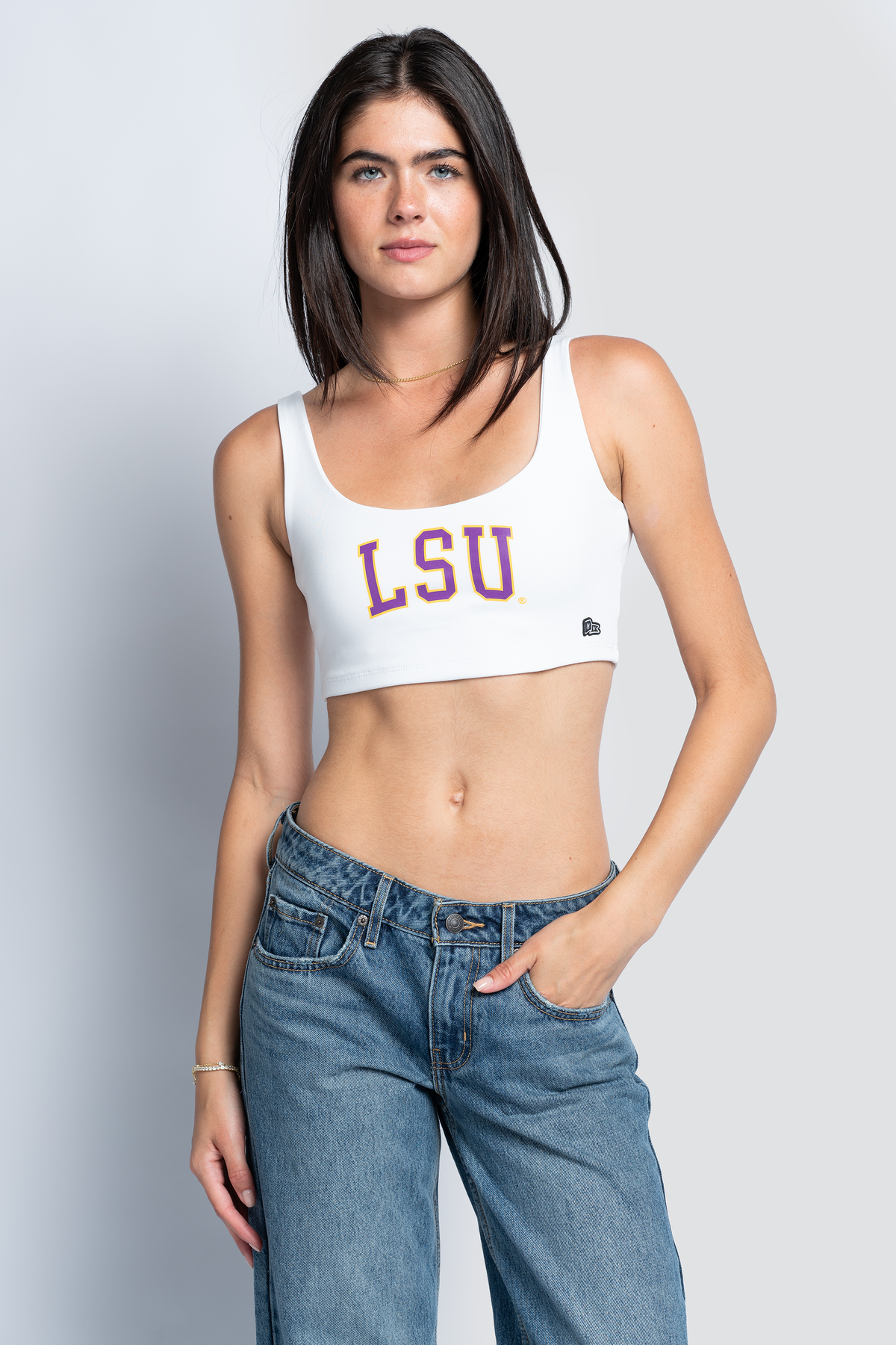 LSU Scoop Neck Crop Top