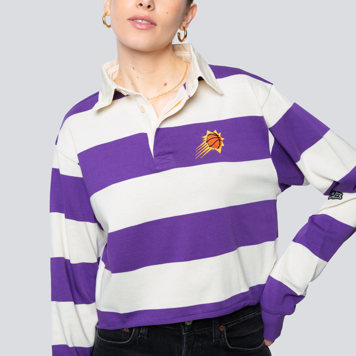 flexwitme 長袖 ポロシャツ 紫 白 ストライプ HVWT86SUN001-