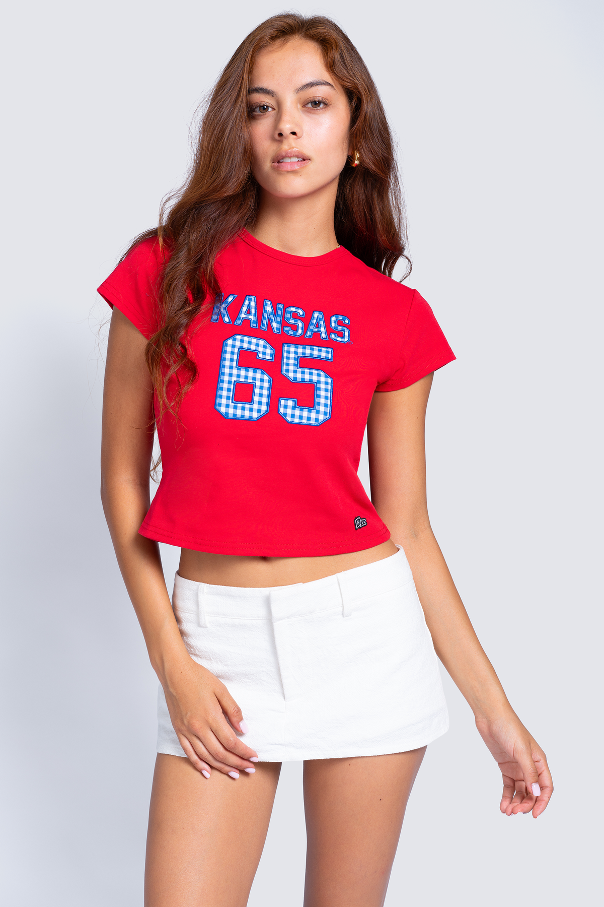 University of Kansas Gingham Baby Tee